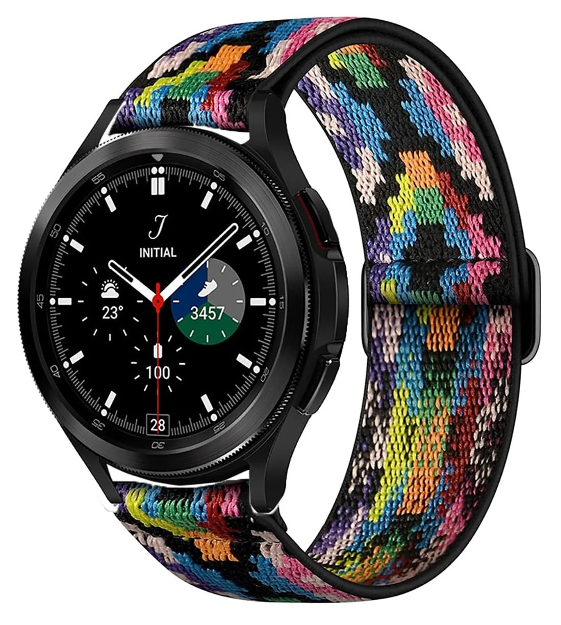 DL3 Mobilak Strap Nylon Loop 20MM Band For Samsung Galaxy Watch 7/6/5/4 40mm 44mm/Watch 5 Pro 45mm/S2 classic/active 2 40mm 44mm/Amazfi GTS 2/2e/3/3 Pro/4/GTS 2 Mini/3 Mini/4 Mini/Bip 3 - Black