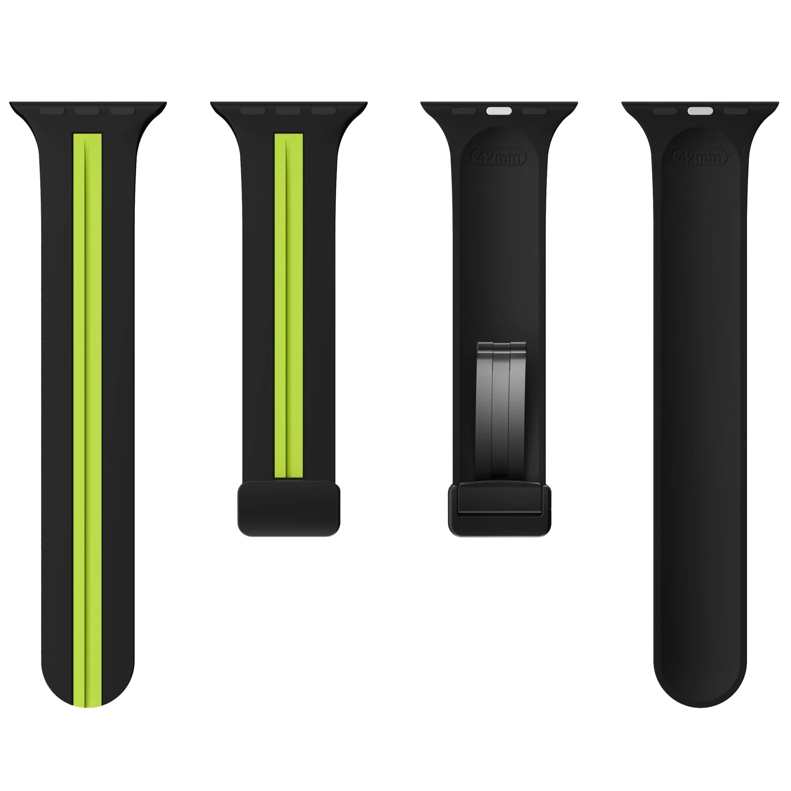 DL3 Mobilak Magnetic Strap for Apple Watch Band 49mm 45mm 44mm 41mm 40mm 38mm 42mm, Silicone Replacement Wristband Strap for iwatch Series 9 8/7/6/5/4/3/2/SE ( & Lime, 42mm/44mm/45mm/49mm) - Black & Lime