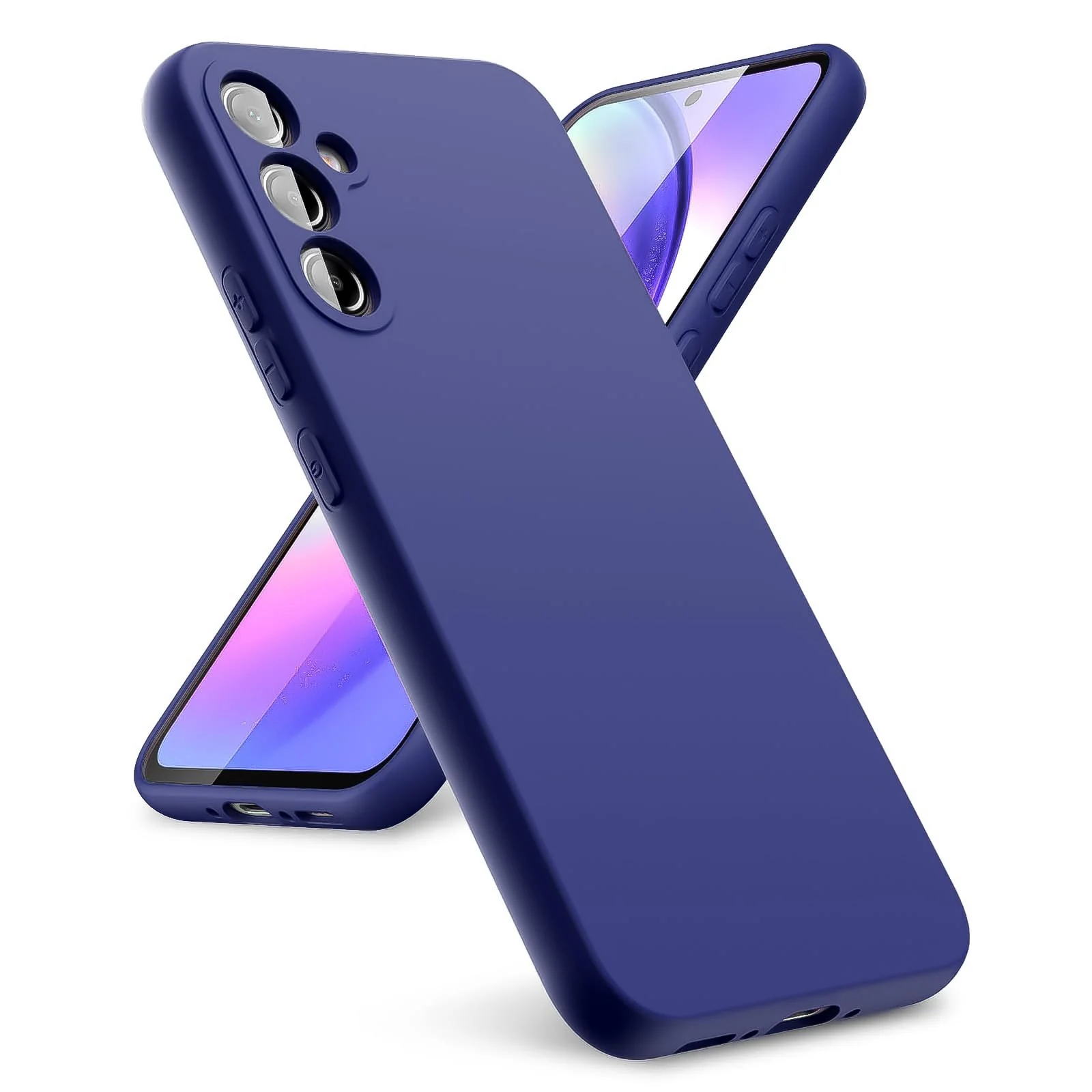 DL3 Mobilak Soft Silicone Protective Case for Samsung Galaxy A54 5G with Microfiber Lining and Shockproof Design - Blue