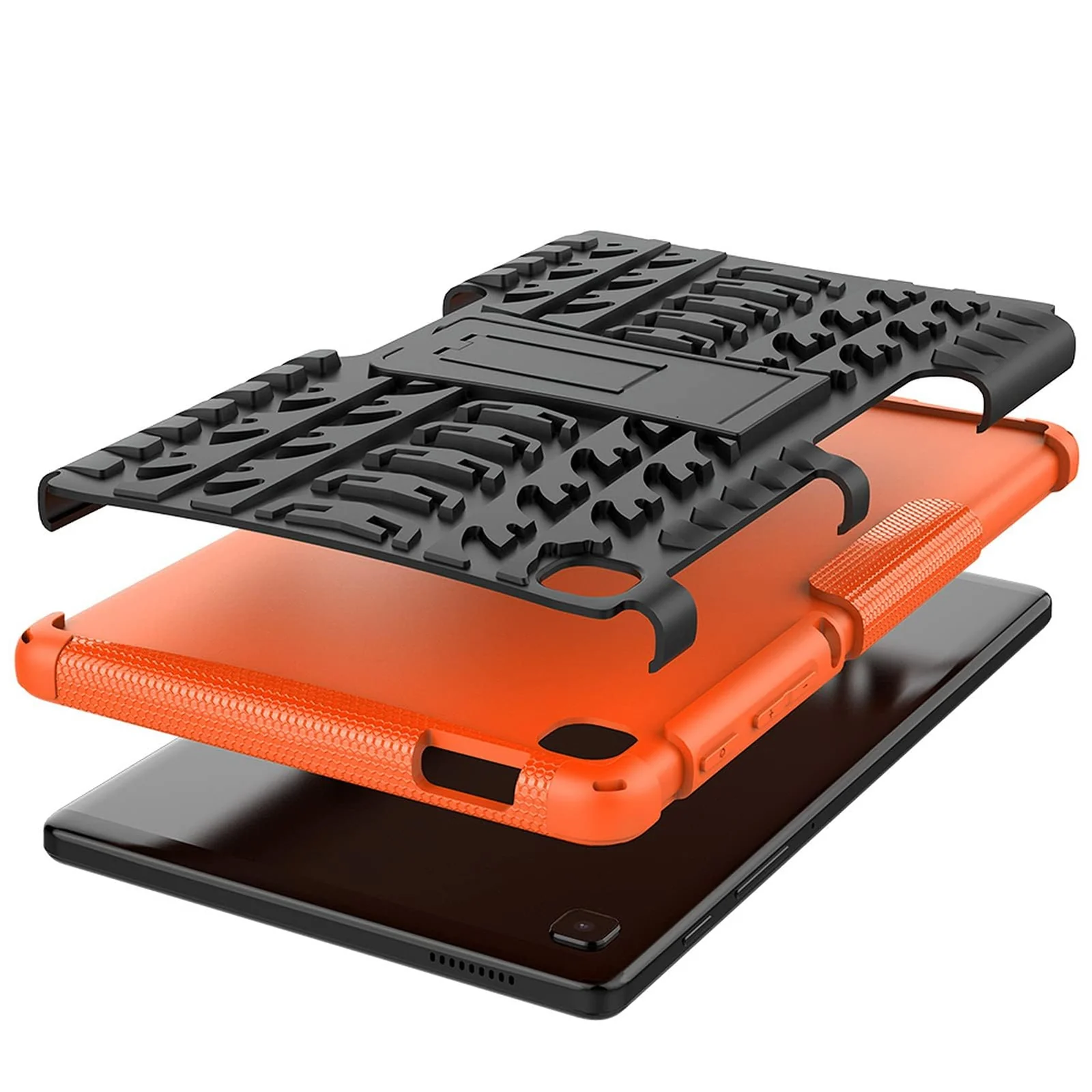 DL3 Mobilak Case For Samsung Galaxy Tab A7 Lite 8.7 Inch 2021 Model (SM-T220/T225/T227), Hybrid Rugged Armor Heavy Duty 2 in 1 TPU + PC Combo Dual Layer Shockproof Case with Kickstand - Orange