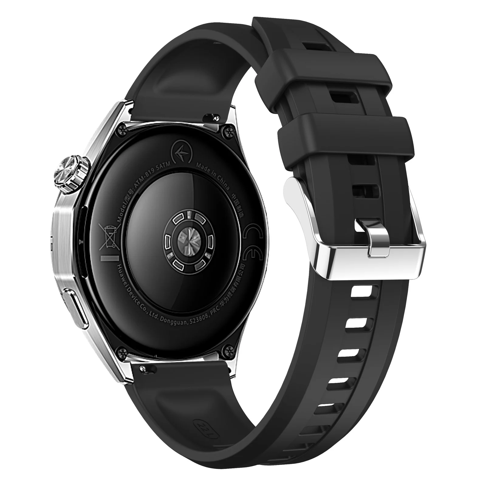 DL3 Mobilak Silicone Straps Compatible with Huawei GT 5 Pro 46 mm / GT5 46 mm / GT4 46mm Sports Wristbands Replacement Waterproof Silicone Strap, 22mm - Black