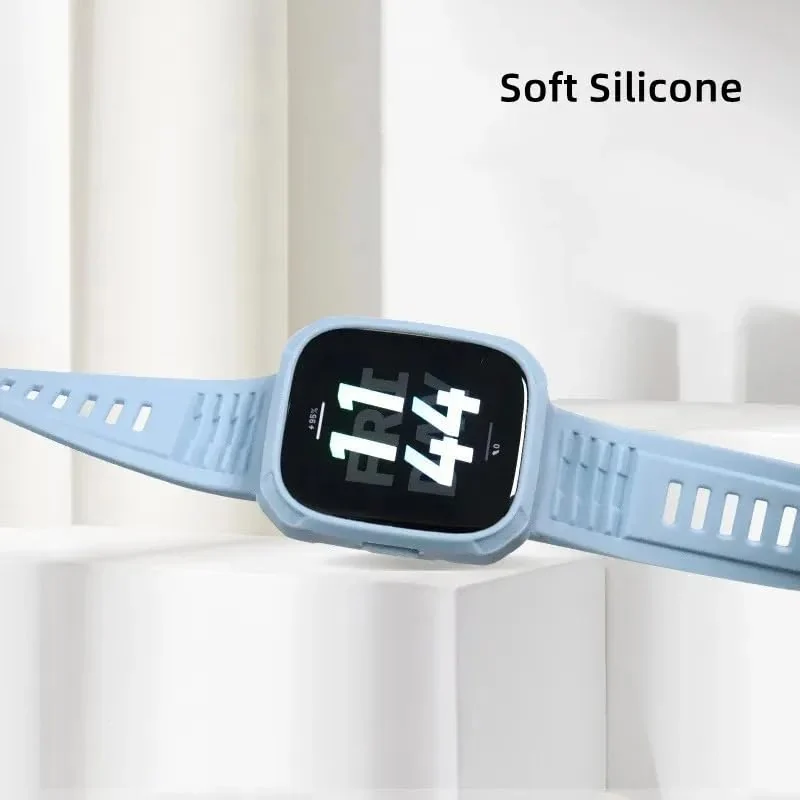 DL3 Mobilak Silicone Strap Carbon Fibre With Case Cover for Xiaomi Redmi Watch 3 Integrated strap Wristband Bracelet Metal Buckle correa Smartwatch Accessories For Redmi Watch3 - Sky Blue