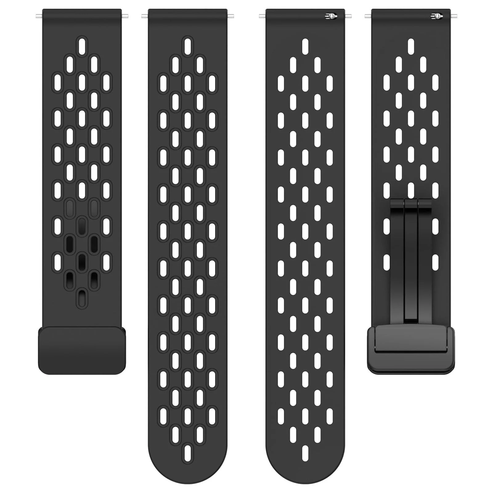 DL3 Mobilak Silicone Band Magnetic Clasp 22MM Strap For Samsung Galaxy Watch 3 45mm/Watch 46mm/Gear S3/Huawei watch GT3 GT4 46MM/Watch 3&4/3&4 Pro/GT2E/GT2 Pro/GT GT2 46MM/Amazfit GTR 2/2e/3/3 Pro/4 - Black