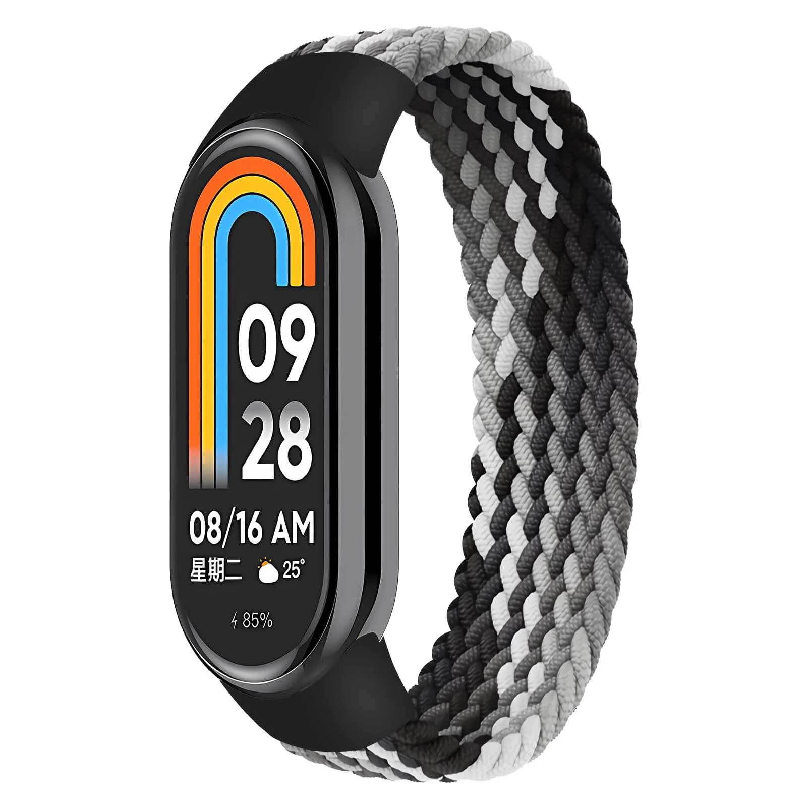 DL3 Mobilak Braided Solo Loop Band for Xiaomi Mi Band 9/Xiaomi Mi Band 8 Strap Women Men, Soft Elastic Nylon Replacement Wristband for Xiaomi Smart Band 9/8 Strap - Chocolate