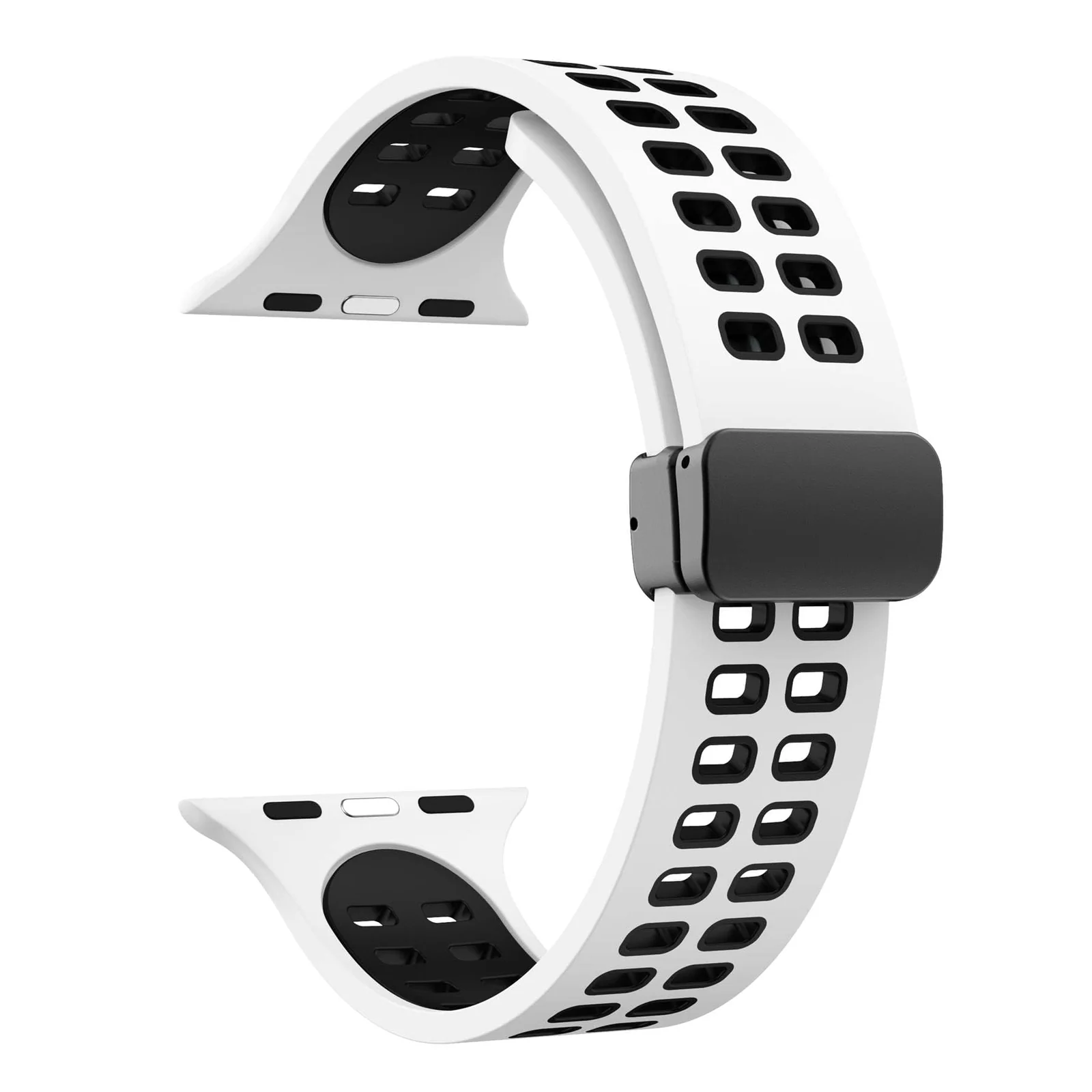 DL3 Mobilak Compatible with Apple Watch Ultra Band 49mm 45mm 44mm 42mm 41mm 40mm 38mm, Silicone Strap with Magnetic for iWatch Ultra SE Series 9 8 7 6 5 4 3 2 1 (42mm/44mm/45mm/49mm) - White Black