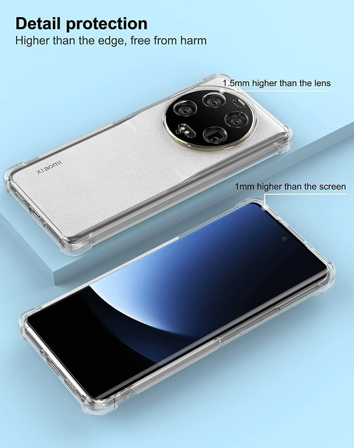 DL3 Mobilak Case Compatible with Xiaomi 13 Ultra, Cover Silicone TPU Gorilla Anti-shock Protector Camera Shockproof Corners - Clear