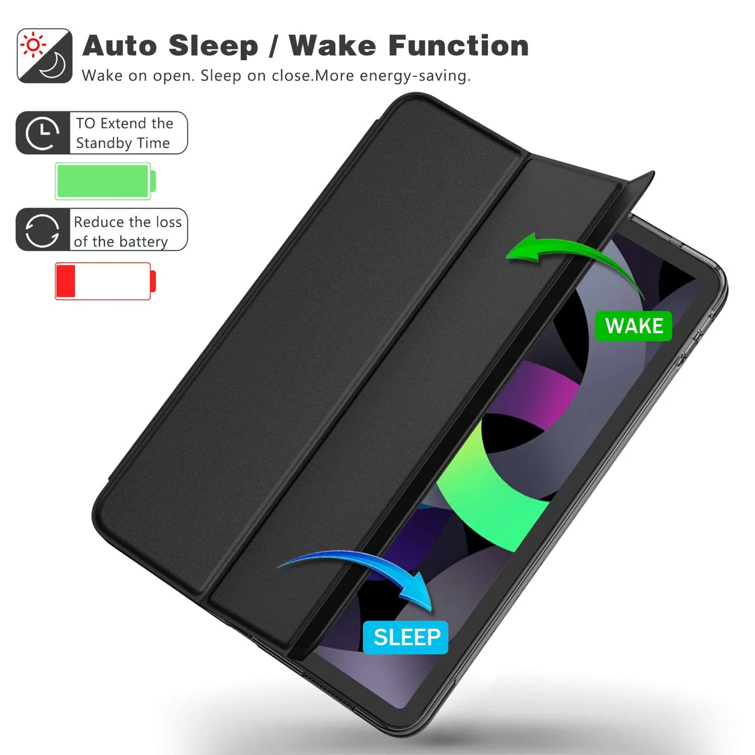DL3 Mobilak iPad 10th Generation Case, Auto Wake&Sleep iPad Cover 10th Generation Case, Slim Trifold Stand TPU Back Shell Case for iPad 10th Gen 10.9 inch - Black