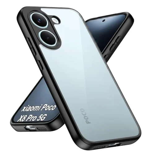 MOBIGON Anti-Yellowing Shockproof Transparent Phone Case for Xiaomi POCO X8 Pro 5G, Black