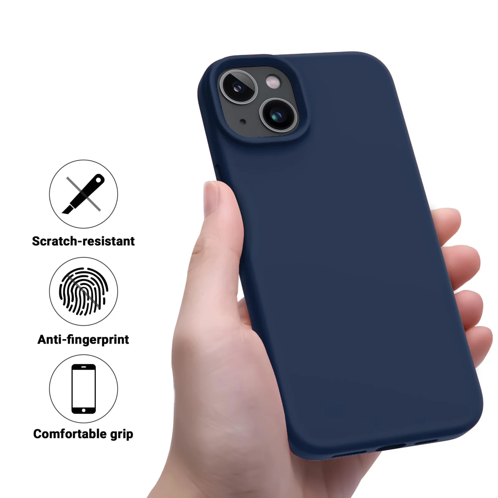 DL3 Mobilak Liquid Silicone Case for iPhone 15 Plus / iPhone 14 Plus, Supports wireless charging, Shock-absorbing protection, Scratch-resistant surface - Blue 2