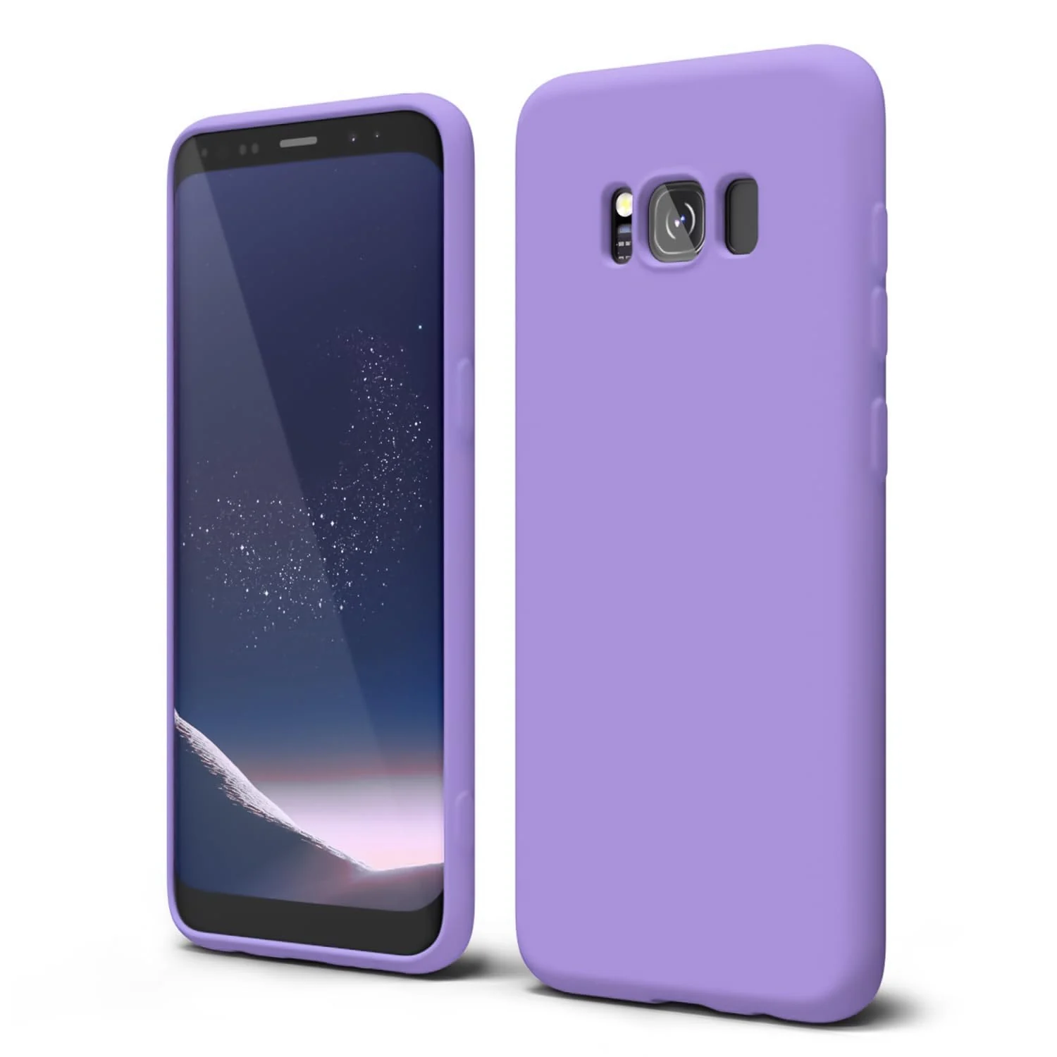 DL3 Mobilak Liquid Silicone Protective Case with Soft Microfiber Lining with Full Camera Protection for Samsung Galaxy S8+ Plus - Light Purple