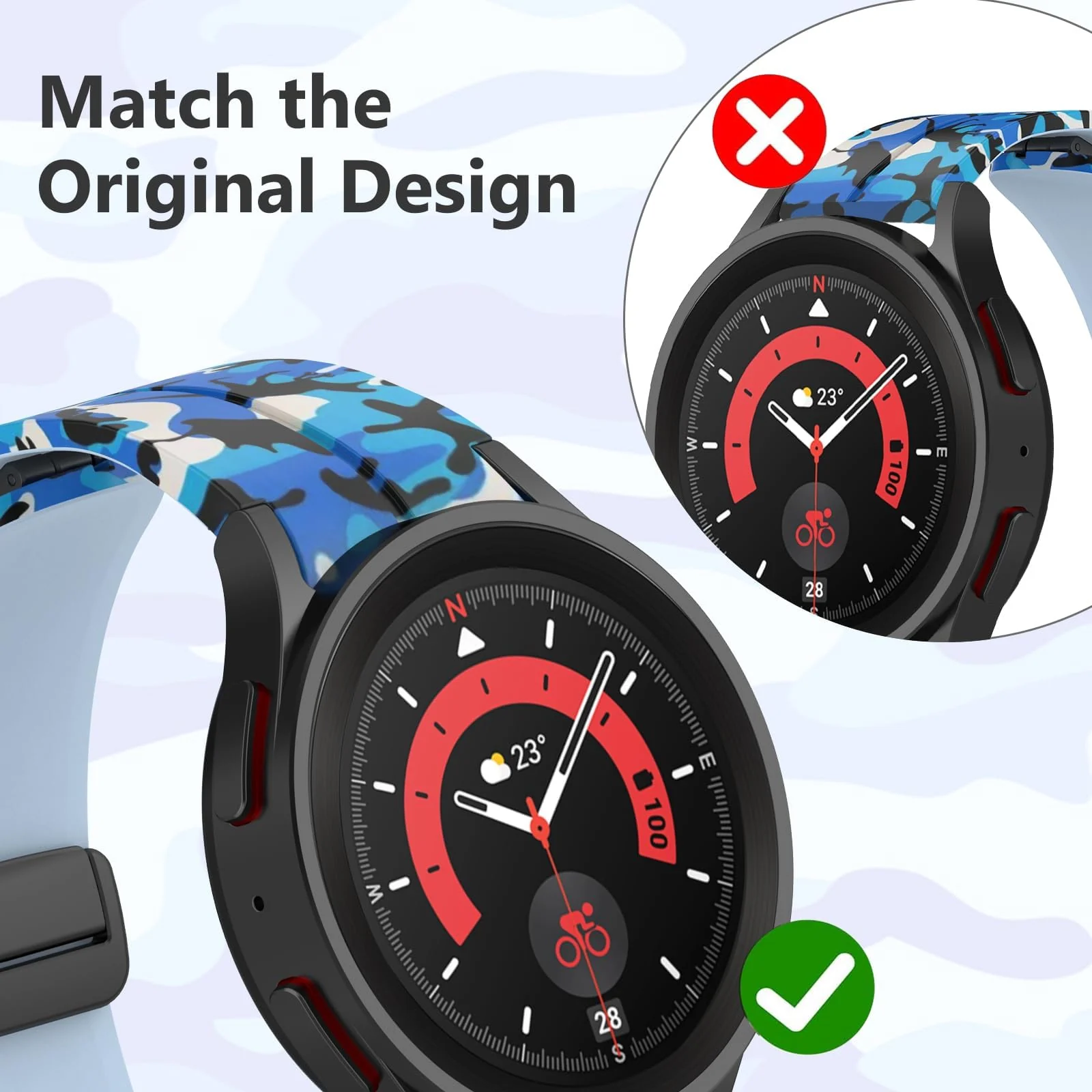 DL3 Mobilak Strap Compatible with Samsung Galaxy Watch 7 FE 6 5 4 Strap 40mm 44mm/Watch 6 Classic 43mm 47mm/5 Pro 45mm/4 Classic 42mm 46mm, No Gap Magnetic Clasp Silicone Band - Black