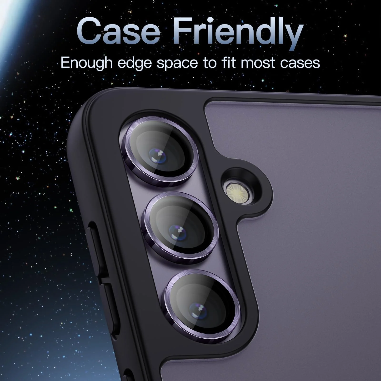 DL3 Mobilak Camera Lens Protector for Samsung Galaxy S24 FE Accessories, 9H Tempered Glass Metal Individual Ring Camera Cover Screen Protector for Samsung S24 FE, Case Friendly, Anti Scratch - Purple