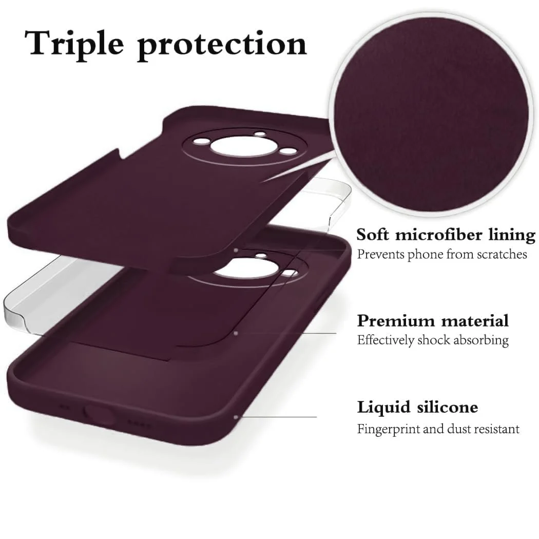 DL3 Mobilak Liquid Silicone Protective Case with Soft Microfiber Lining with Full Camera Protection for realme 11 Pro & realme 11 Pro+ Plus 5G - Wine Red