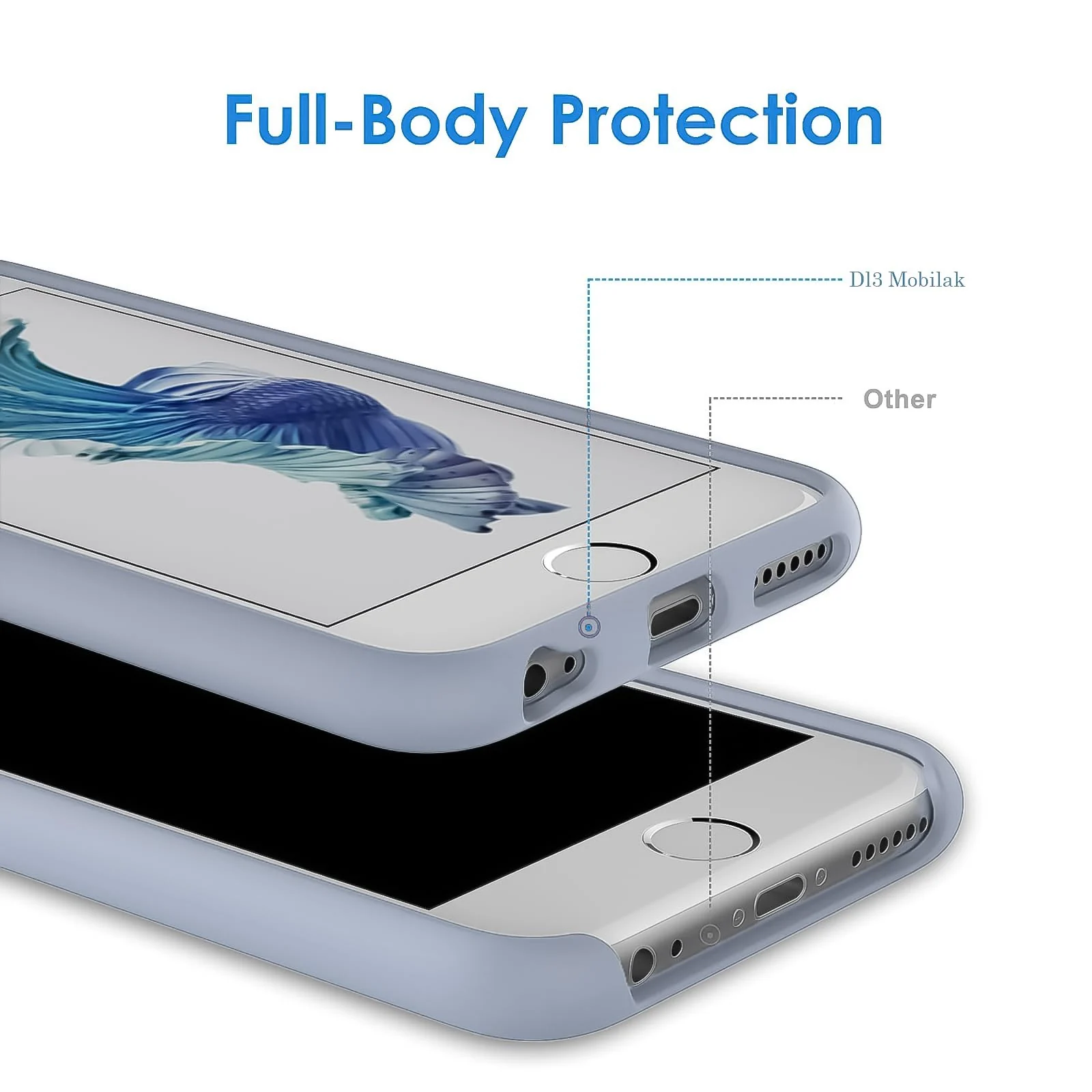 DL3 Mobilak Compatible with iPhone 6 / 6S Case, Liquid Silicone Case, Full Body Protective Cover, Shockproof, Slim Phone Case, Anti-Scratch Soft Microfiber Lining - A. Baby Blue