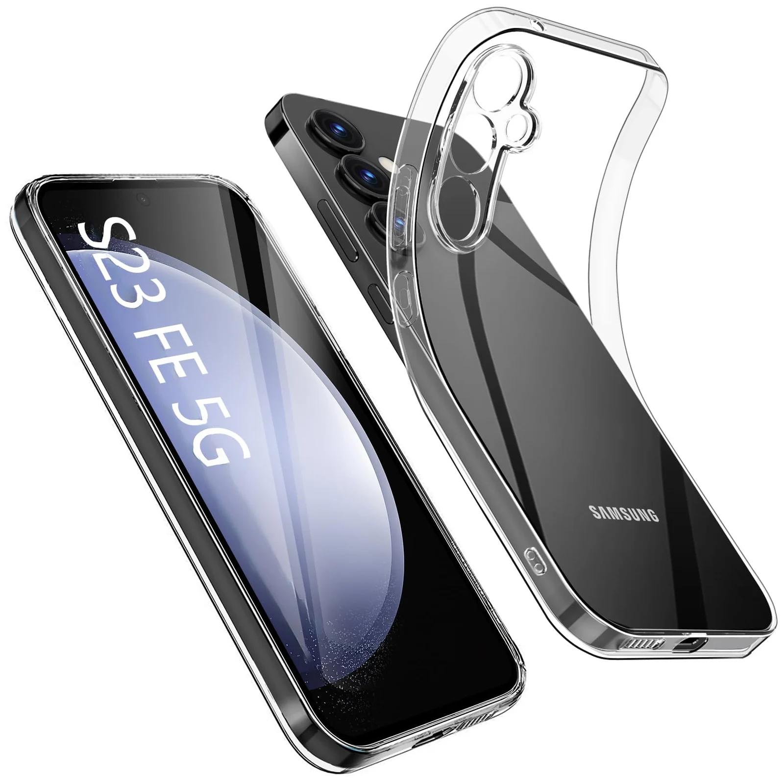 DL3 Mobilak Case Compatible with Samsung Galaxy S23 FE - Crystal Soft TPU Gel Case - Flexible Silicone Anti-Scratch Camera Protection - TPU Cover - Clear