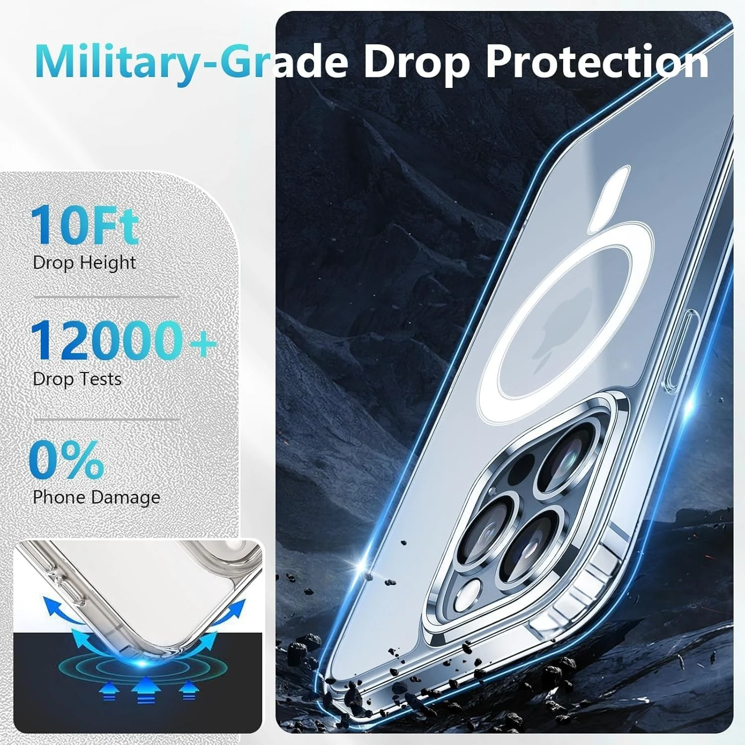 DL3 Mobilak for iPhone 13 Pro Max Case [Compatible with MagSafe] [Strong Magnet] [Non-Yellowing] Magnetic Slim Thin Bumper Phone Cover, Lightweight, and Durable - Clear