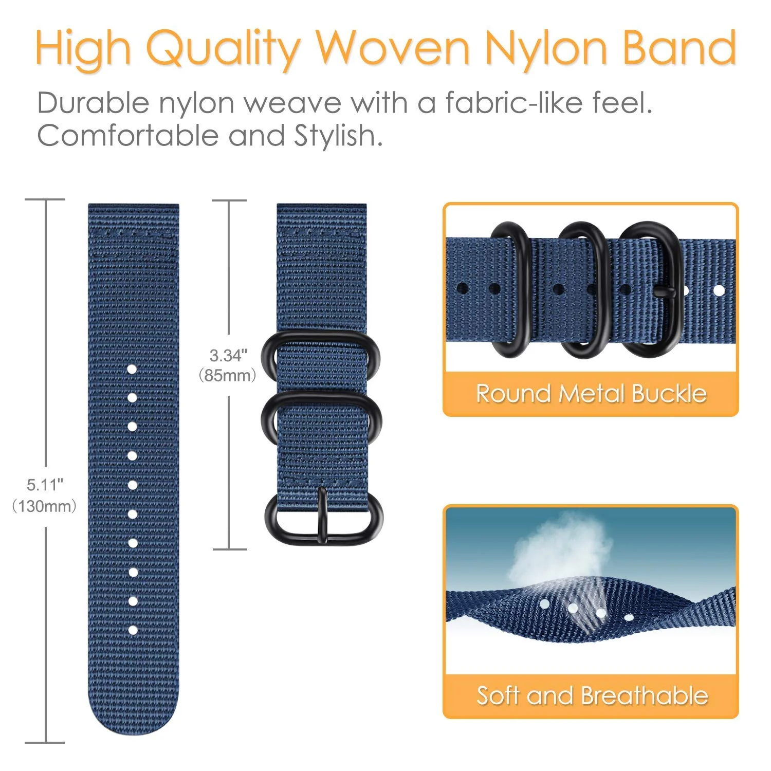 DL3 Mobilak Nylon Band Compatible with Xiaomi Redmi Watch 5 Active/Redmi Watch 5 Lite, 22mm Metal Buckle Sports Watch Strap Men Women Replacement Strap - A-blue