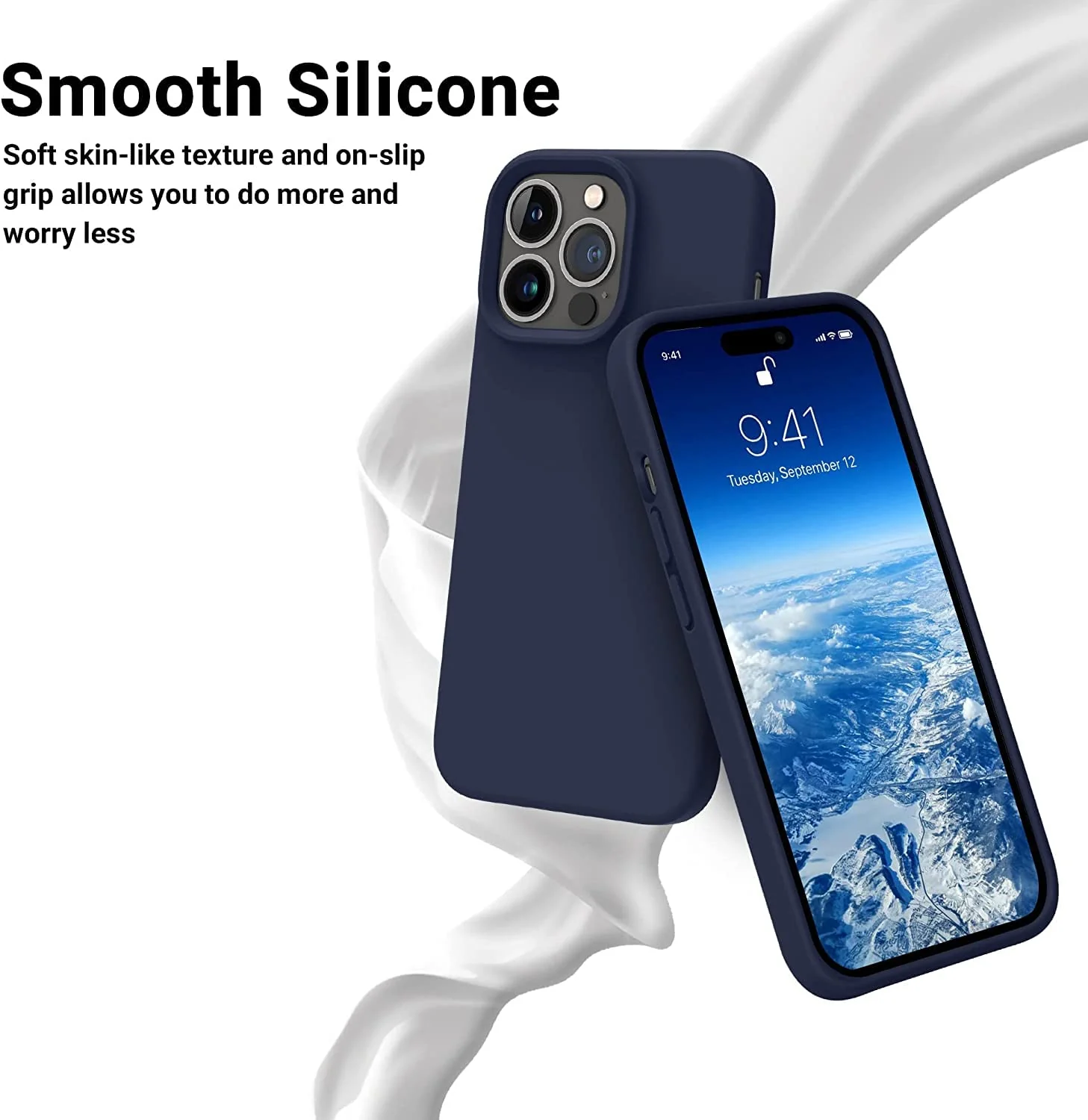 DL3 Mobilak Liquid Silicone Protective Case for iPhone 11 Pro (5.8 Inch) with Camera Protection and Microfiber Lining - Dark Blue