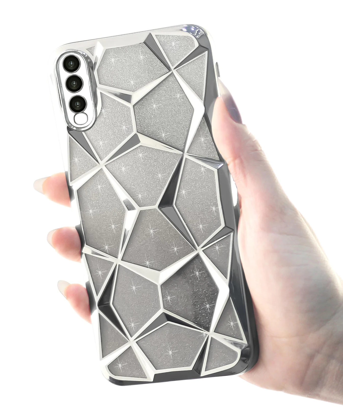 DL3 Mobilak Compatible with Samsung Galaxy A70 / A70s Case Plating Bling Gradient Glitter Clear Cover Soft TPU Silicone Cute Camera Protection Shockproof Back for Women Girls Case - Silver