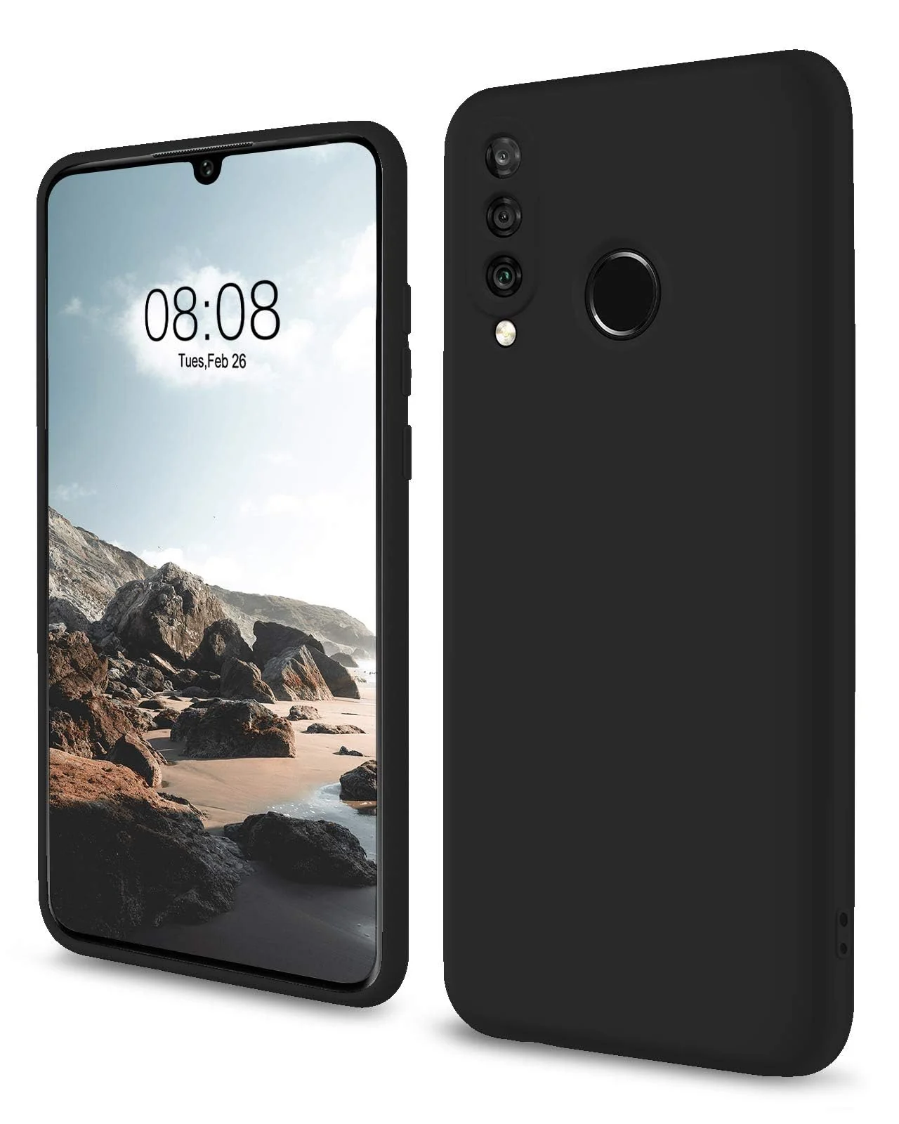 DL3 Mobilak Soft Silicone Protective Case for Huawei P30 Lite / Nova 4E with Microfiber Lining and Shockproof Design - Black