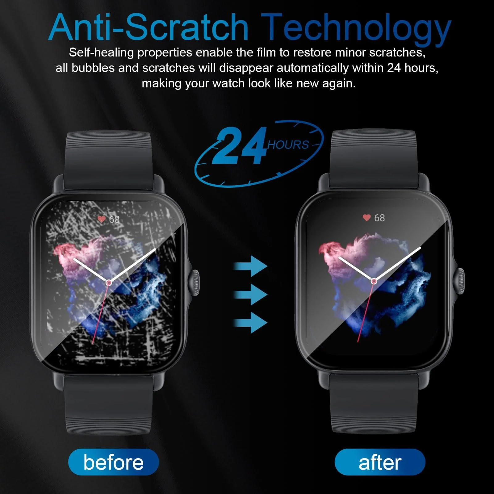 DL3 Mobilak Screen Protector For Amazfit GTS 4 / Amazfit GTS 3, 3D Curved Soft Edge Protective Film [Anti-Scratch] [Bubble Free] [Ultra Shatterproof] [High Sensitive] (Not Glass) - Black