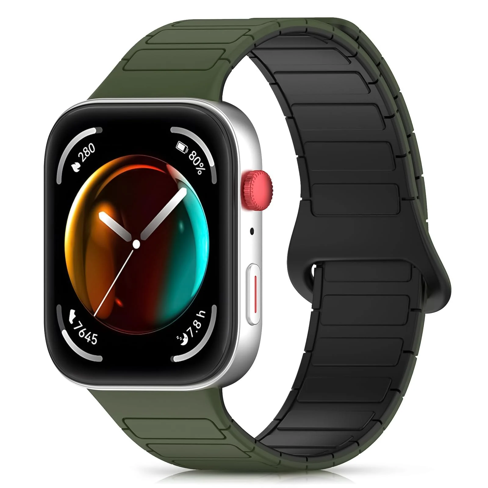 DL3 Mobilak Magnetic Strap for Huawei Watch Fit 4 Pro/Fit4/Fit 3 Replacement Straps Strong Silicone, Easy to Wear, Waterproof, Sporty, Daily Wear Watchbands for Men and Women - Green | Black