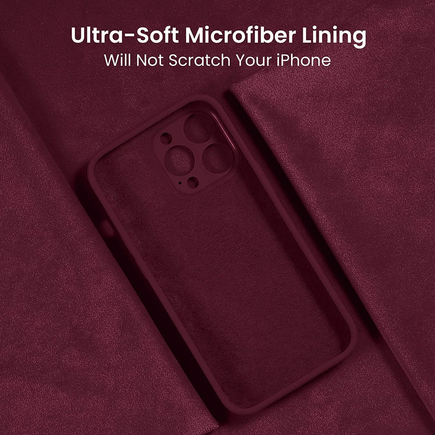 DL3 Mobilak Liquid Silicone Protective Case with Soft Microfiber Lining with Full Camera Protection for iPhone 11 Pro (5.8 Inch) - Wine Red