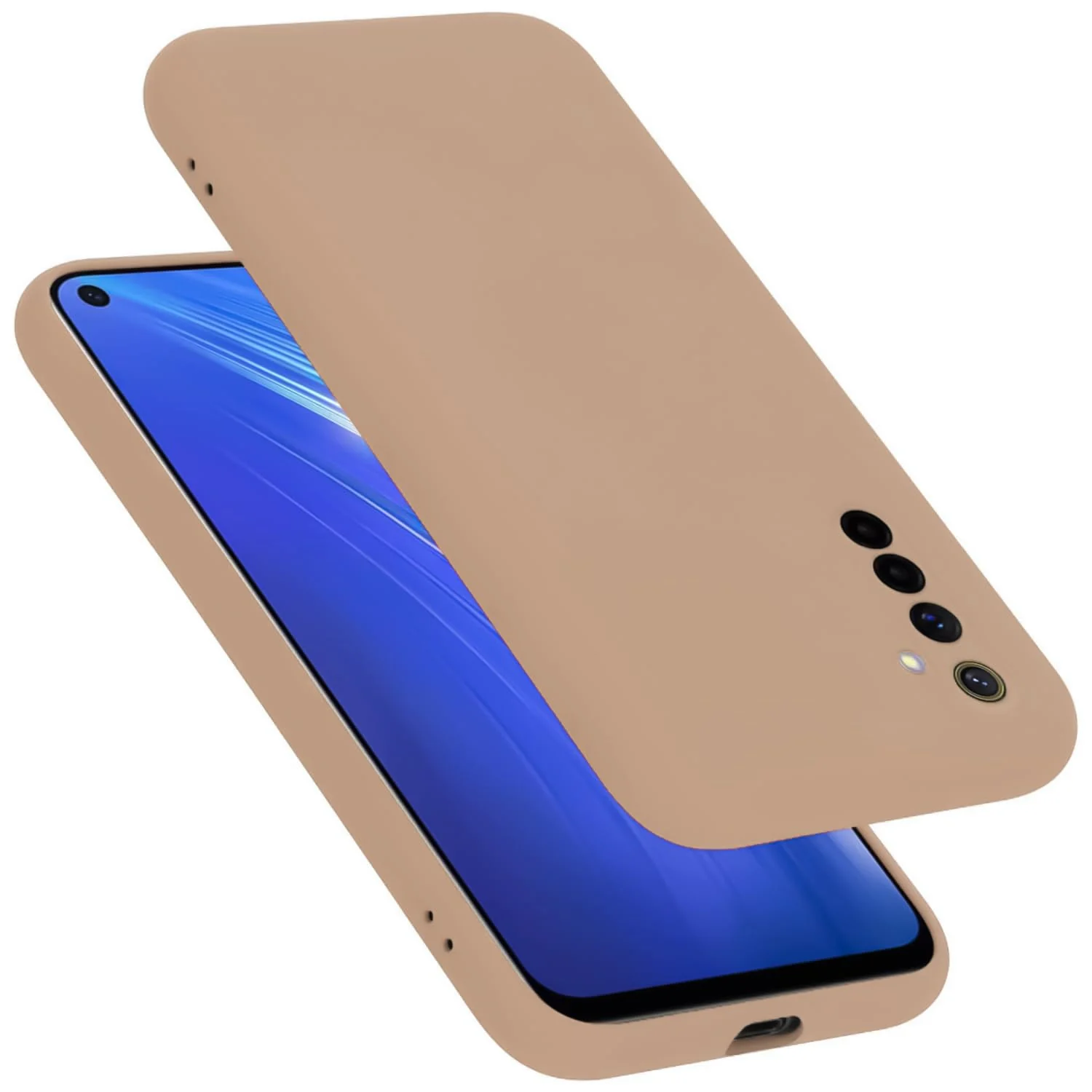 DL3 Mobilak Liquid Silicone Protective Case with Soft Microfiber Lining with Full Camera Protection for realme 6 Pro - Light Orange