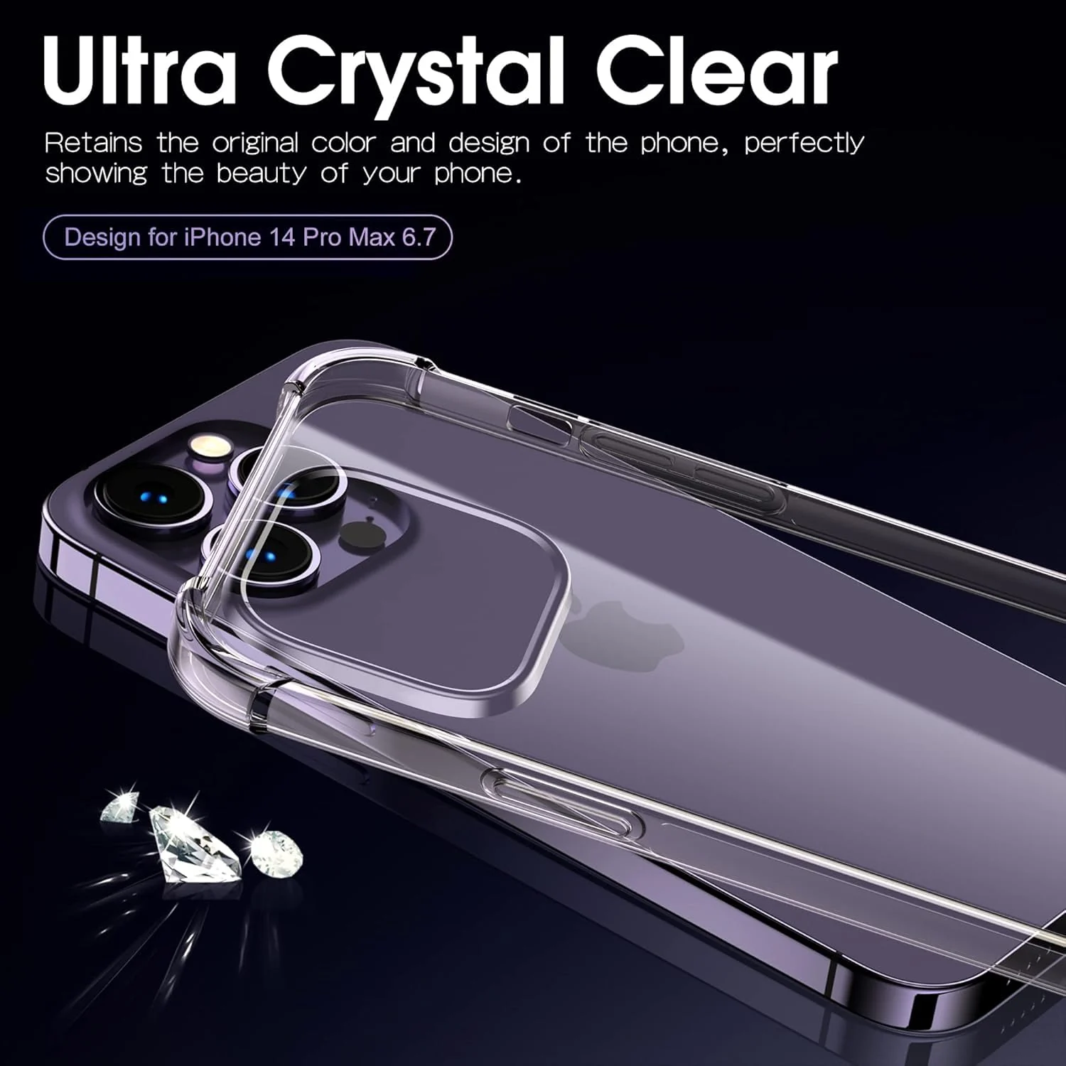 DL3 Mobilak Case Compatible with iPhone 14 Pro Max, Cover Silicone Transparent TPU Gorilla Anti-shock Shockproof Corners - Clear