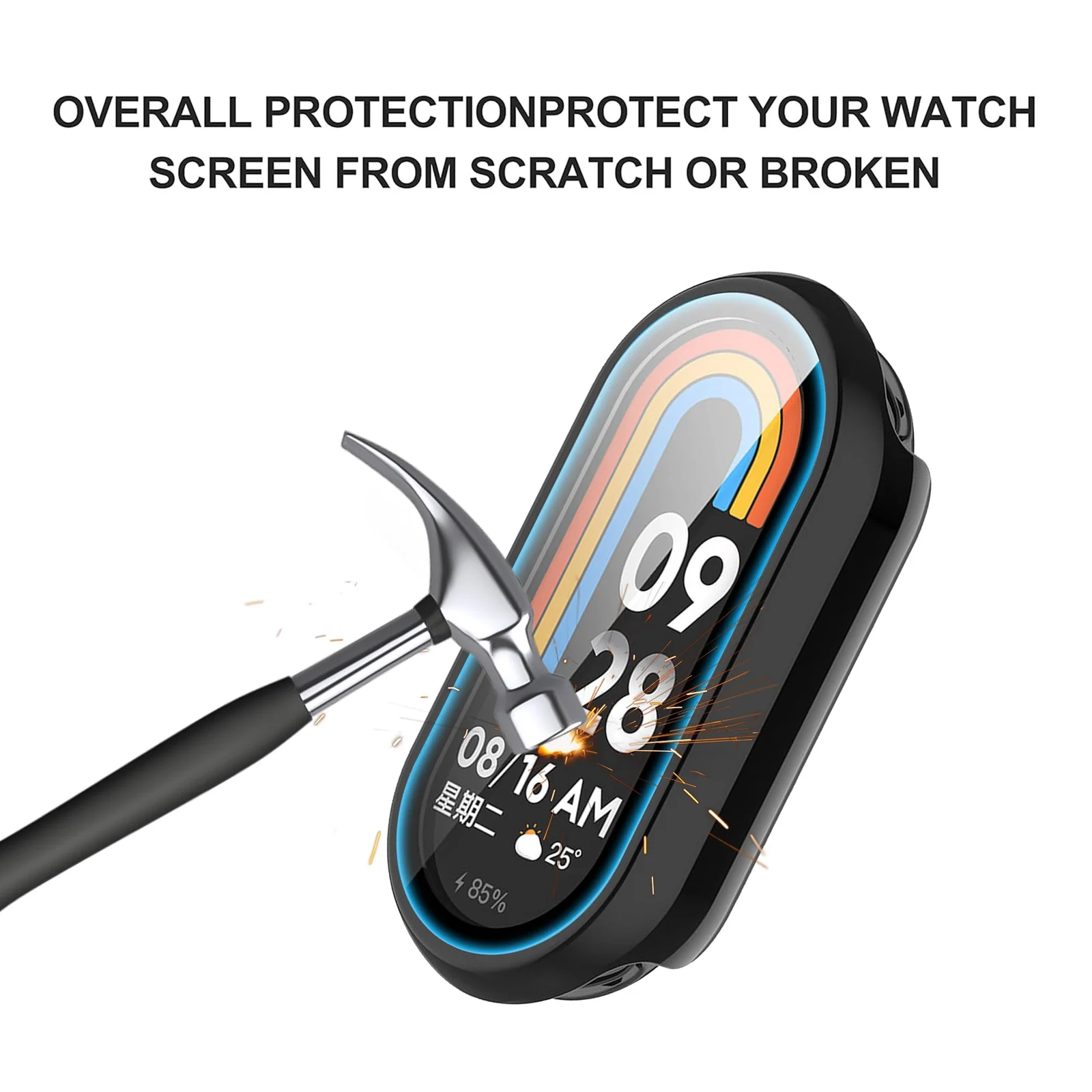 DL3 Mobilak PC Protective Case for Xiaomi Smart Band 10 with Shockproof Design - Black