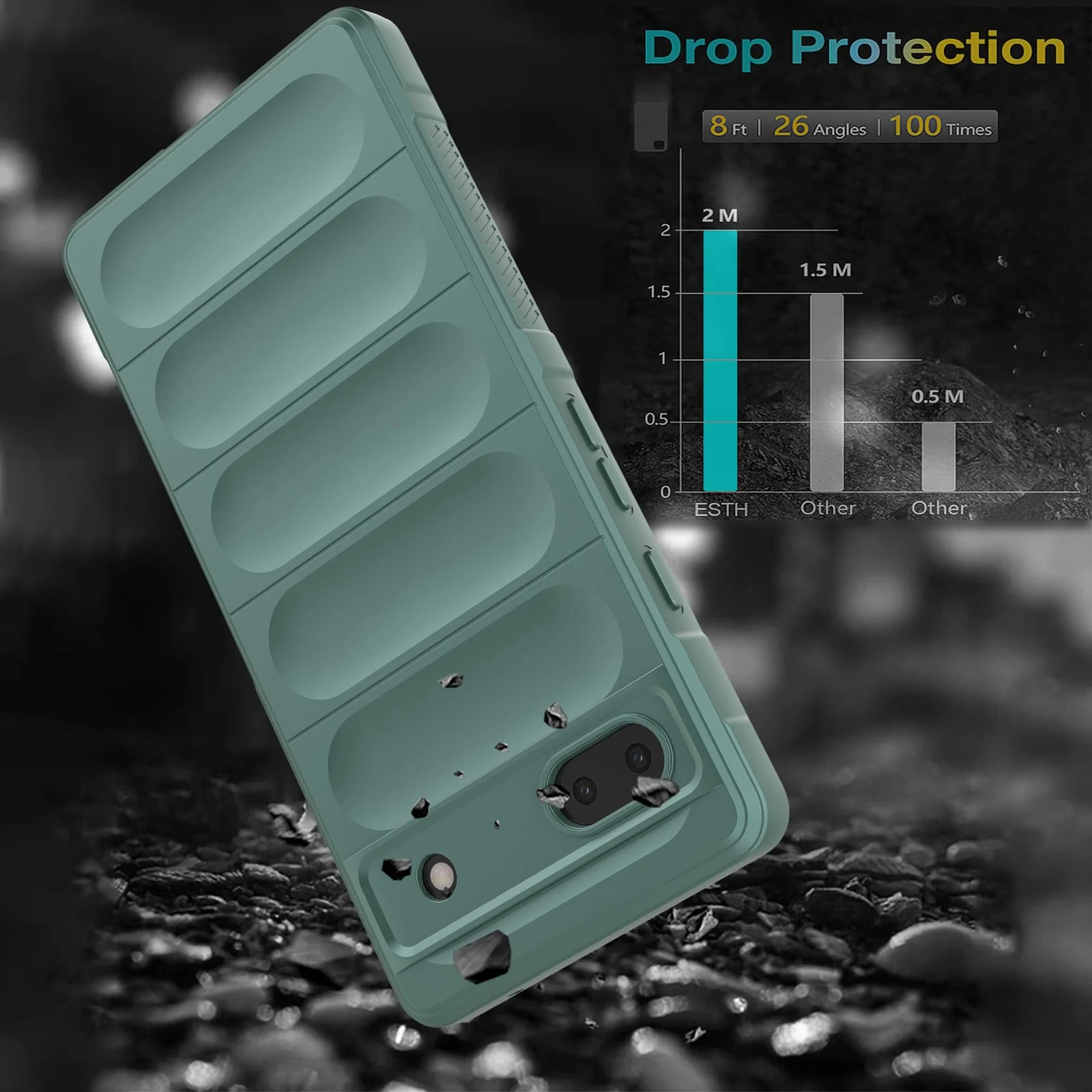 DL3 Mobilak Rugged Protective Case for Google Pixel 6A, Camera protection, Shock-absorbing protection, Non-slip grip - Green