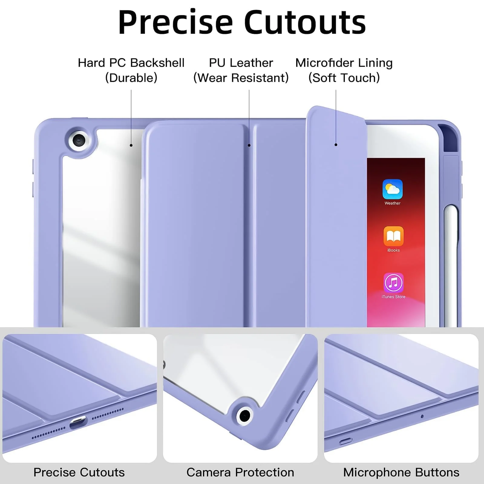 DL3 Mobilak Xiaomi Redmi Pad SE 11 inch Tablet 2023 Case with Pen Holder, Soft TPU Back Trifold Stand Protective Smart Cover Flip, Auto Wake & Sleep - Lavender