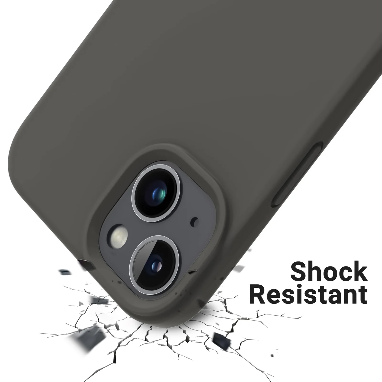 DL3 Mobilak Compatible with iPhone 13 / iPhone 14 (6.1 Inch) Case, Liquid Silicone Case, Full Body Protective Cover, Shockproof, Slim Phone Case, Anti-Scratch Soft Microfiber Lining - Gray 2
