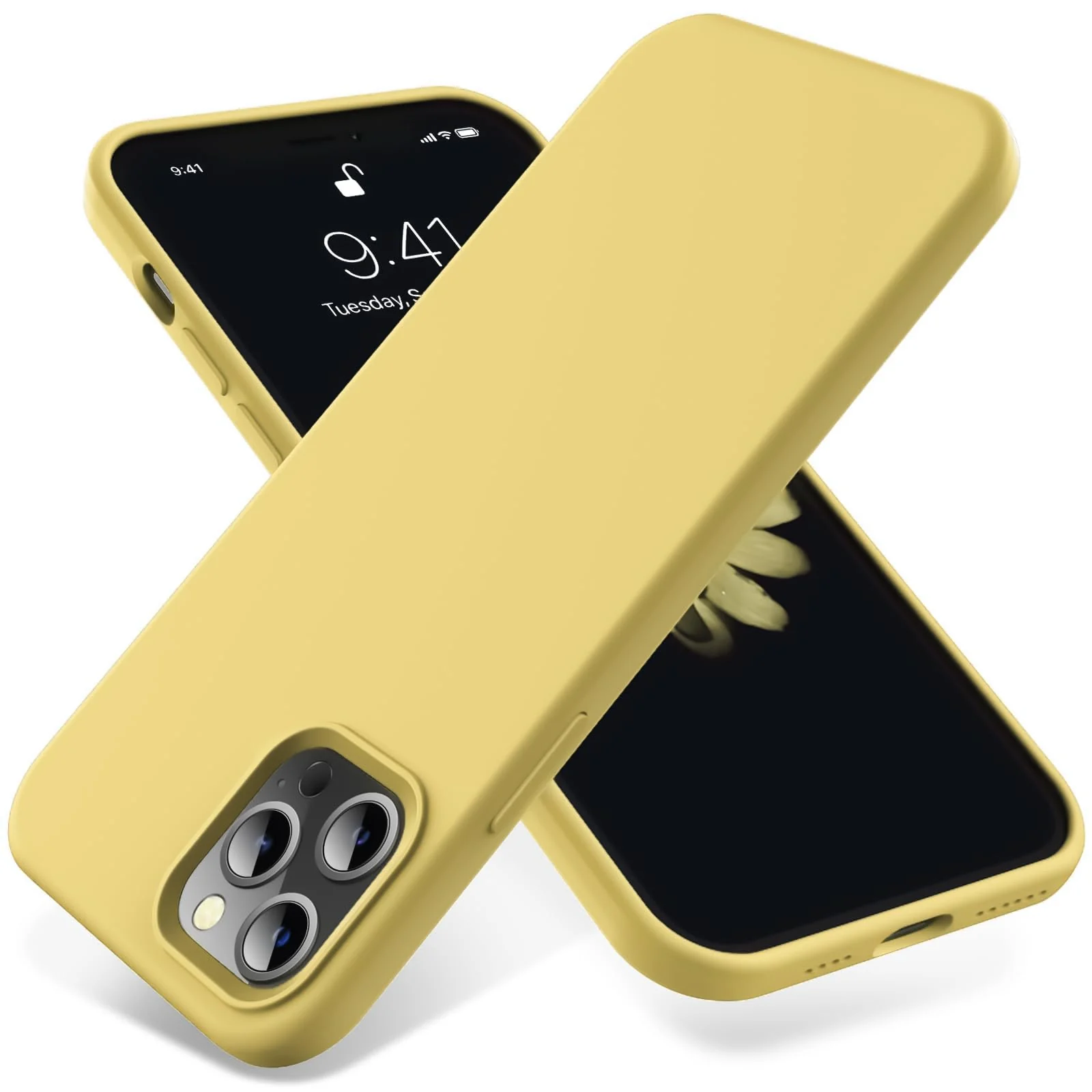 DL3 Mobilak Liquid Silicone Protective Case for iPhone 12 Pro Max (6.7 Inch) with Camera Protection and Microfiber Lining - Yellow