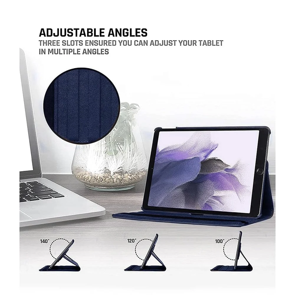 DL3 Mobilak Protective Cover for Samsung Galaxy Tab A7 Lite (SM-T220/T225), 360° Rotatable Smart Stand, Leather Folio Flip Cover with Multi-Angle Viewing, Auto Wake Sleep - Blue