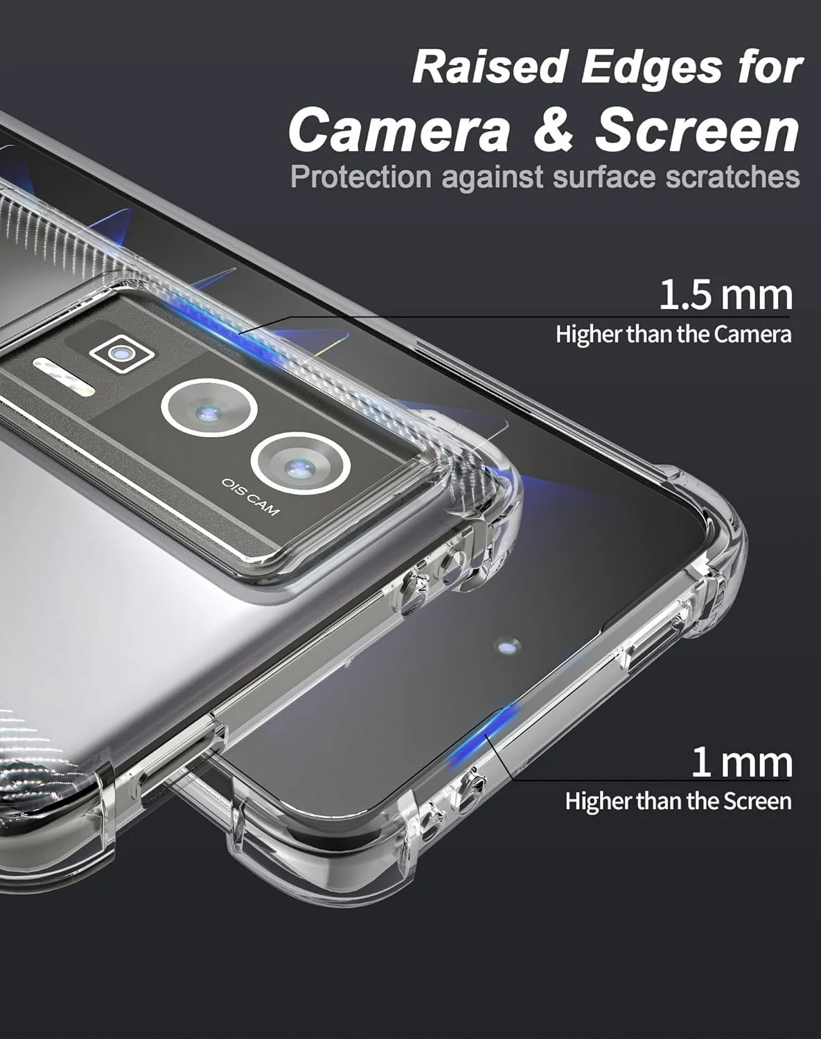 DL3 Mobilak Case Compatible with Xiaomi Poco F5 Pro, Cover Silicone Transparent TPU Gorilla Anti-shock Protector Camera Shockproof Corners - Clear
