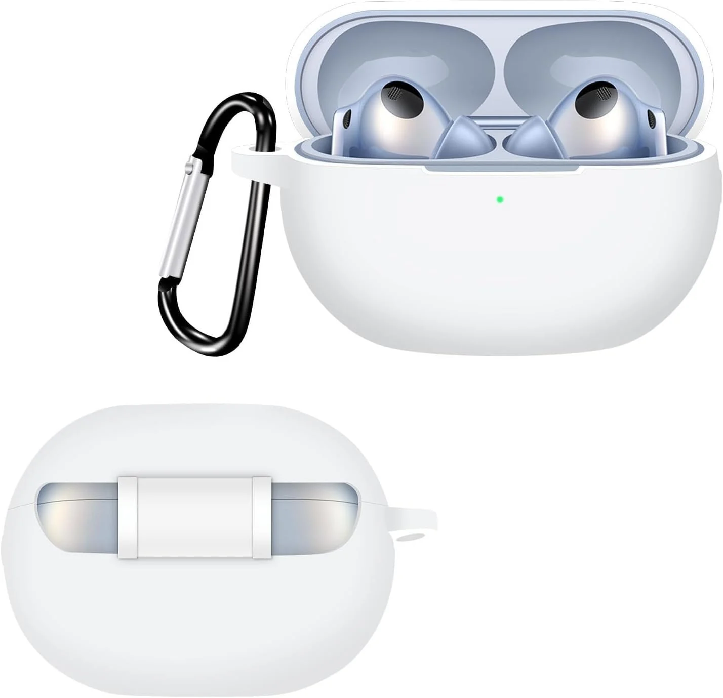 DL3 Mobilak Compatible with Huawei FreeBuds Pro 3 Case Cover, Soft Silicone Shockproof Protective Case Wireless Earbuds with Carabiner, Front LED Visible - White