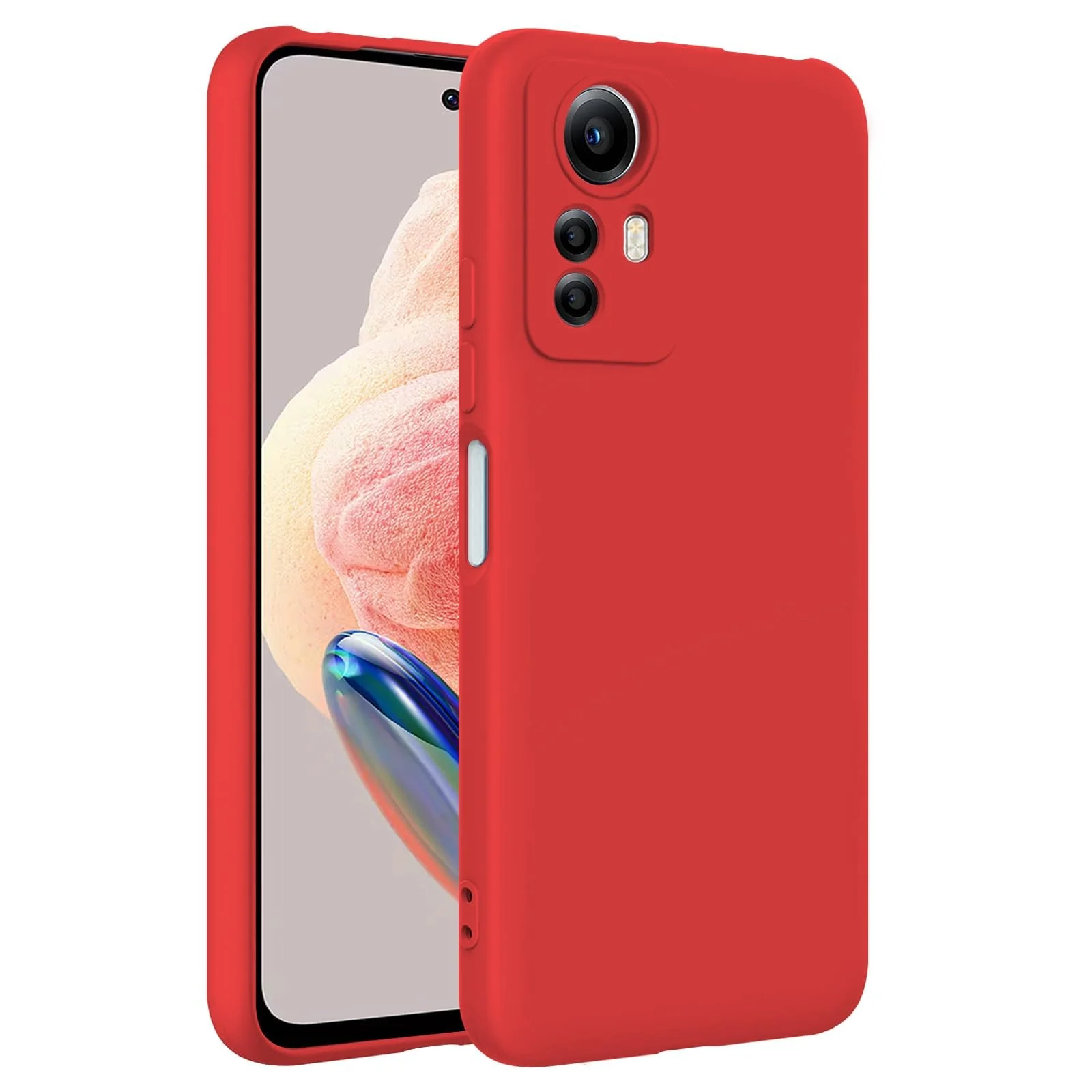 DL3 Mobilak Liquid Silicone Case for Xiaomi Redmi Note 12S, Shock-absorbing protection, Scratch-resistant surface, Soft microfiber lining - Red