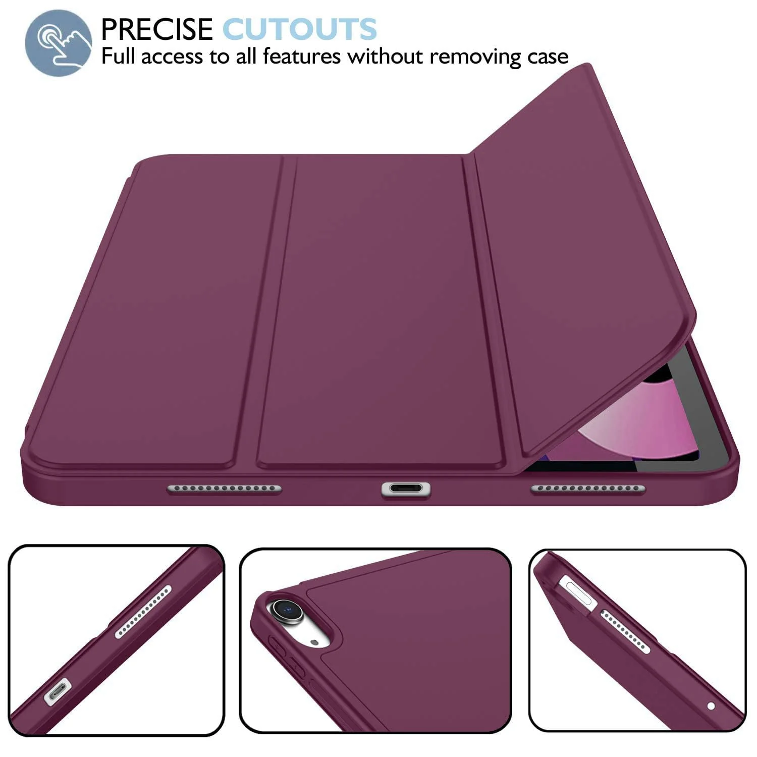 DL3 Mobilak Case for Samsung Galaxy Tab S9 11 Inch with S Pen Holder, Soft TPU Tri-Fold Stand Protective Tablet Cover, Support S Pen Charging, Auto Wake/Sleep - Wine Red