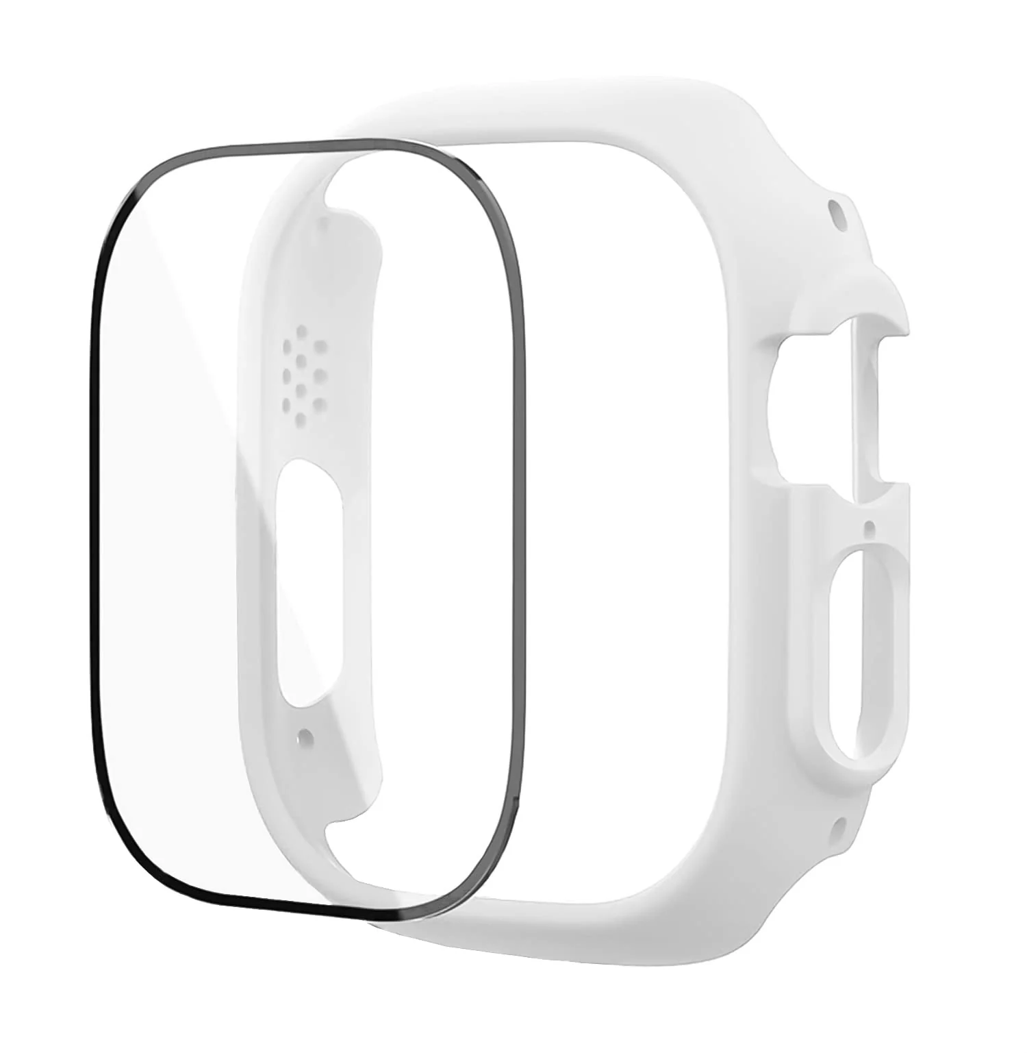 DL3 Mobilak Band with Case For Apple Watch Ultra/Ultra 2 49mm, Adjustable Silicone Sport Wristband Replacement, Strap With Cover Built-in Glass Screen Protector for iWatch Ultra 49 mm - White & Black