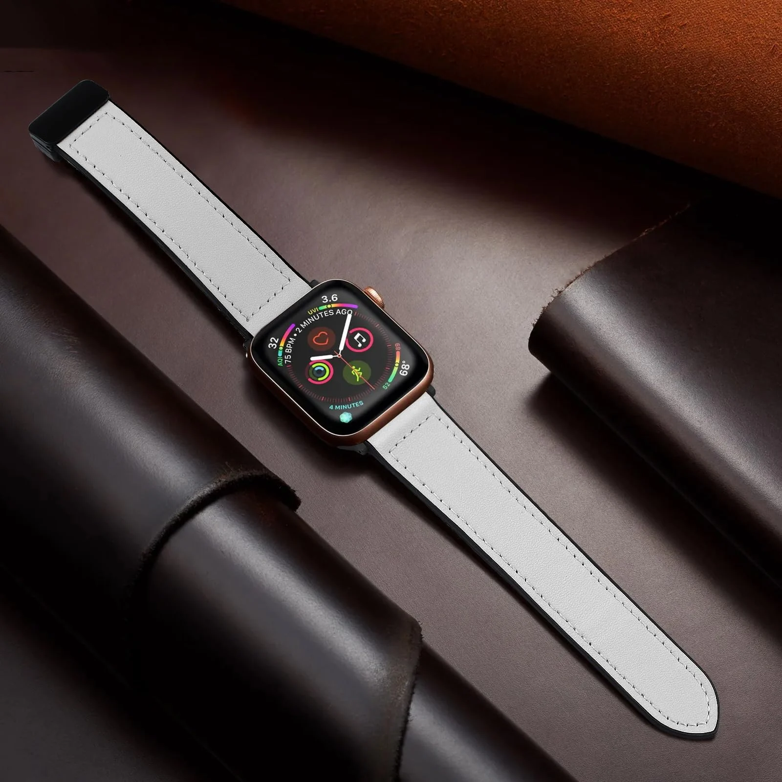 DL3 Mobilak Leather Bands Compatible with Apple Watch Band 49mm 45mm 44mm 42mm, Leather Magnetic Buckle Design Strap For iWatch Ultra Ultra 2 SE Series 9 8 7 6 5 4 3 2 1 Wristband For Men Women - Black