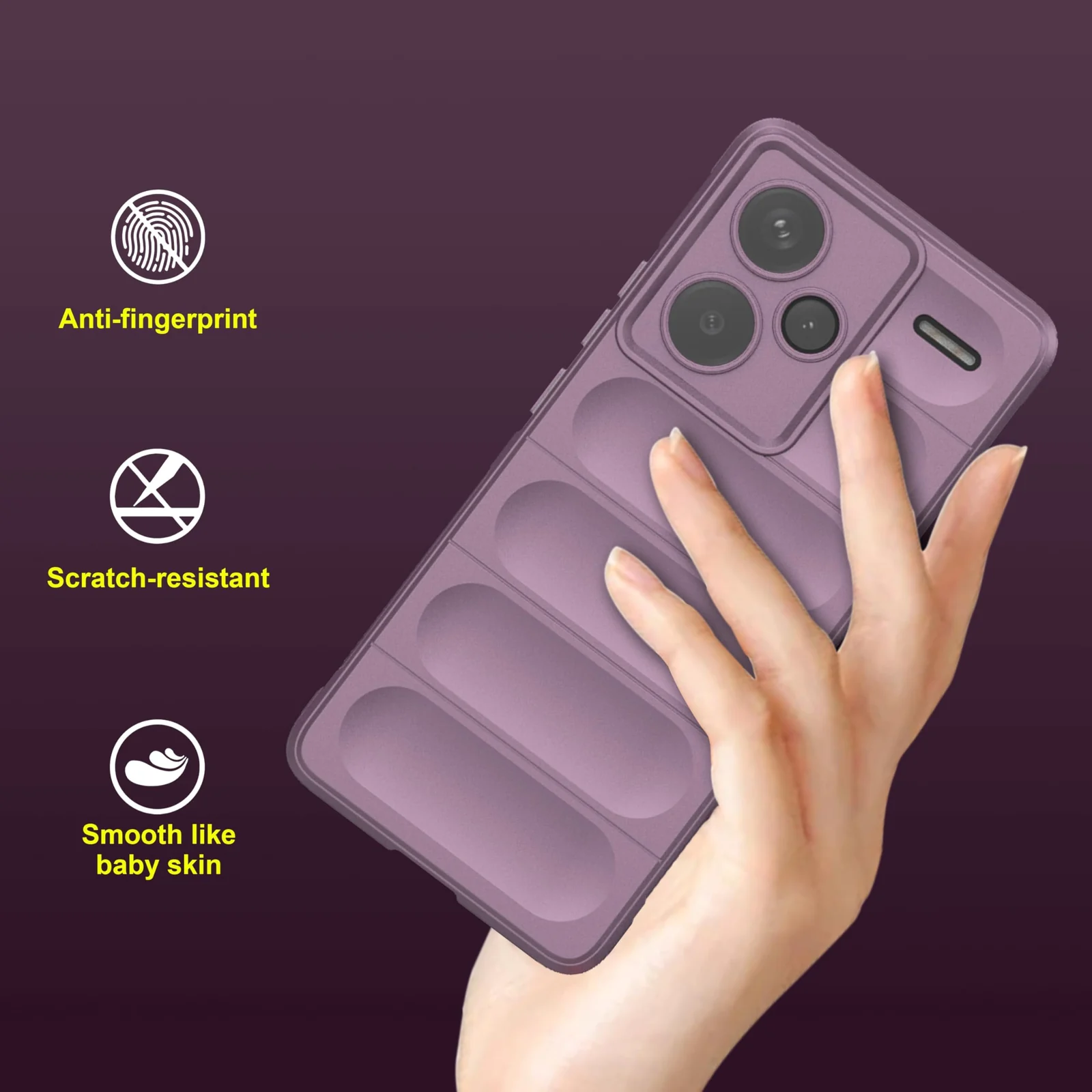DL3 Mobilak Rugged Protective Case for Xiaomi Redmi Note 13 Pro + Plus 5G, Camera protection, Shock-absorbing protection, Non-slip grip - Purple