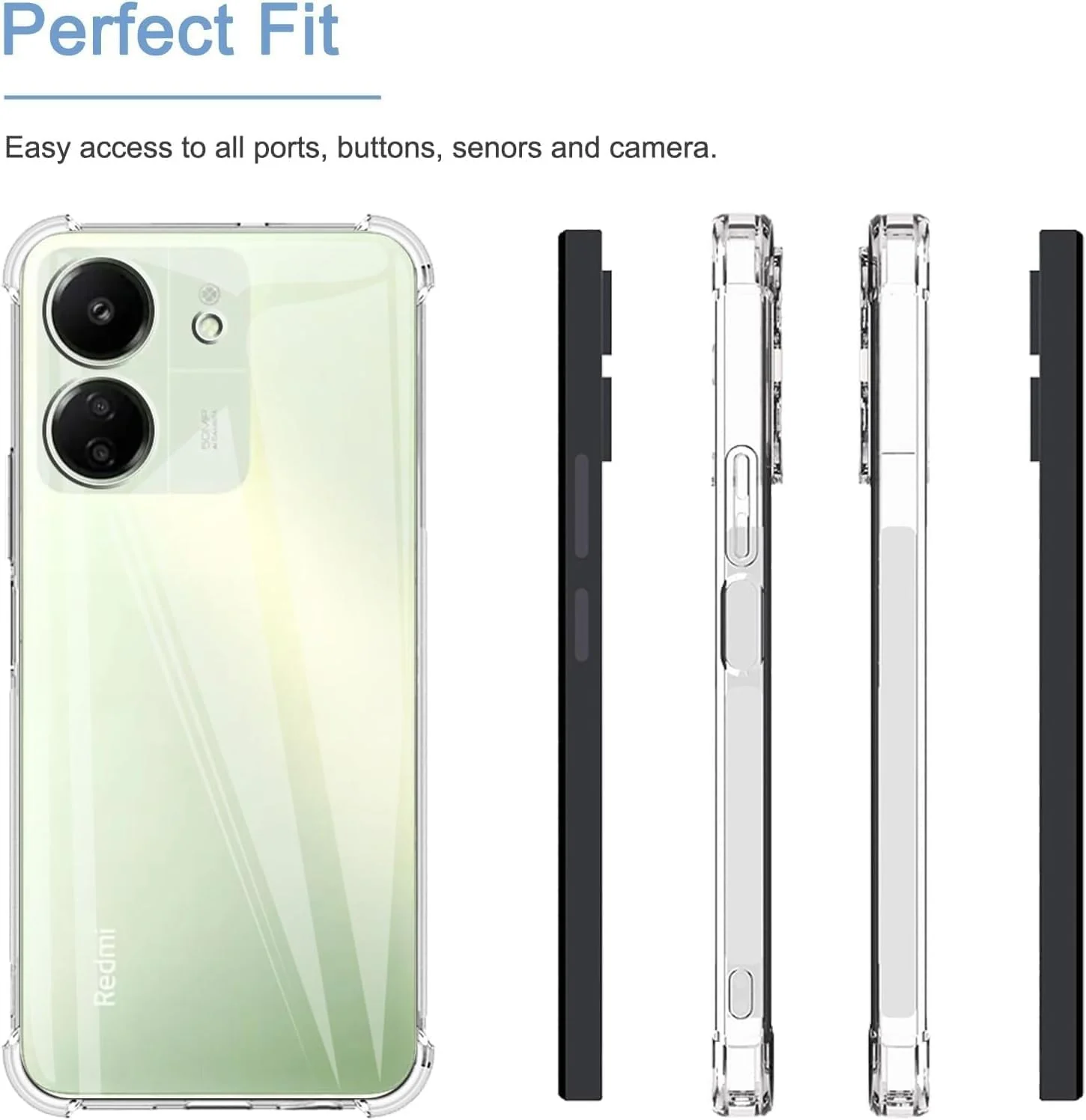 DL3 Mobilak Clear TPU Case for Xiaomi Redmi 13C 4G / Poco C65, Camera protection, Shock-absorbing protection, Non-slip grip - Clear