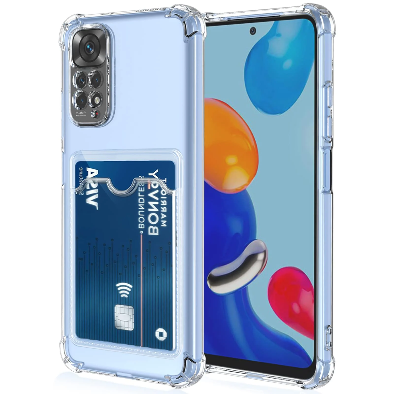 DL3 Mobilak Clear TPU Wallet Case with Card Slot and Camera Protection for Xiaomi Redmi Note 12 Pro 4G / Redmi Note 11 Pro 4G&5G - Clear