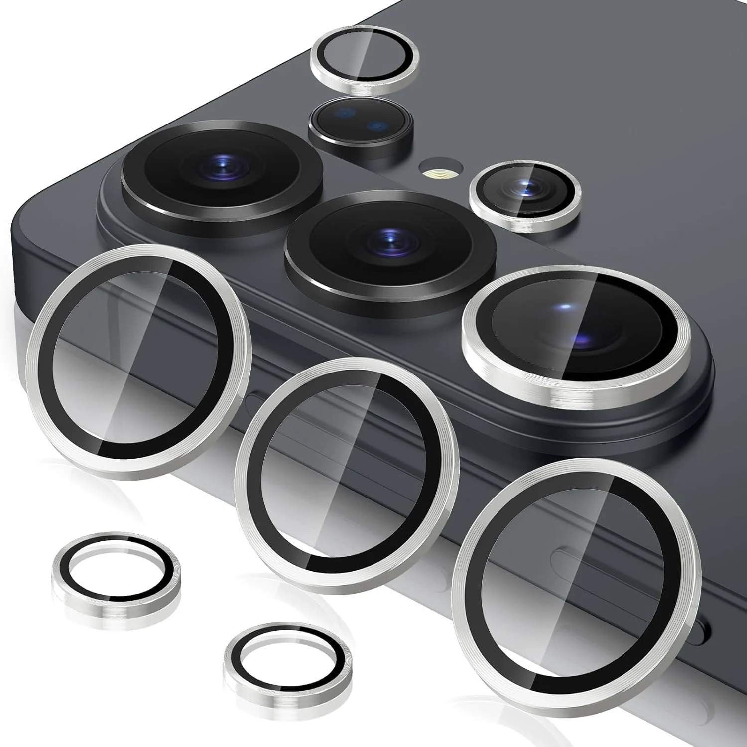 DL3 Mobilak Camera Lens Protector for Samsung Galaxy S26 Ultra Accessories, 9H Tempered Glass Metal Individual Ring Camera Cover Screen Protector, Case Friendly, Anti Scratch - Silver