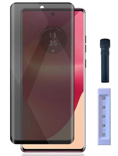 Mobigon Screen Protector for Motorola Moto Edge 50 Fusion, UV Glass Fingerprint Reader Support 3D Curved Anti-Spy Tempered Glass Screen Protector - Privacy