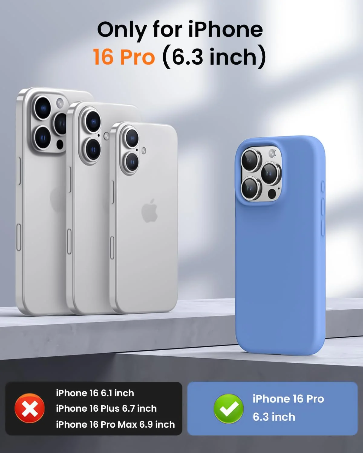 DL3 Mobilak Liquid Silicone Protective Case with Soft Microfiber Lining for iPhone 16 Pro - Light Blue