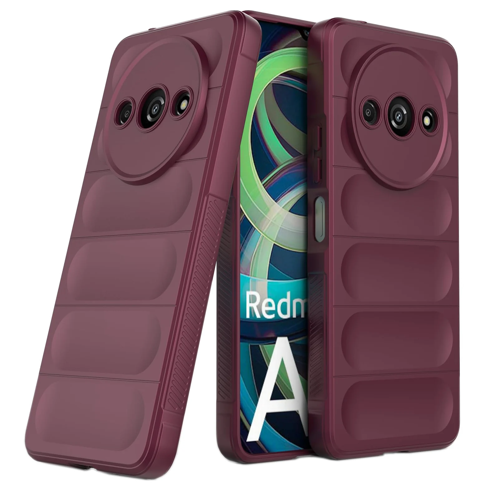 DL3 Mobilak Soft Silicone Protective Case for Xiaomi Redmi A3 with Camera Protection and Shockproof Design - Wine Red