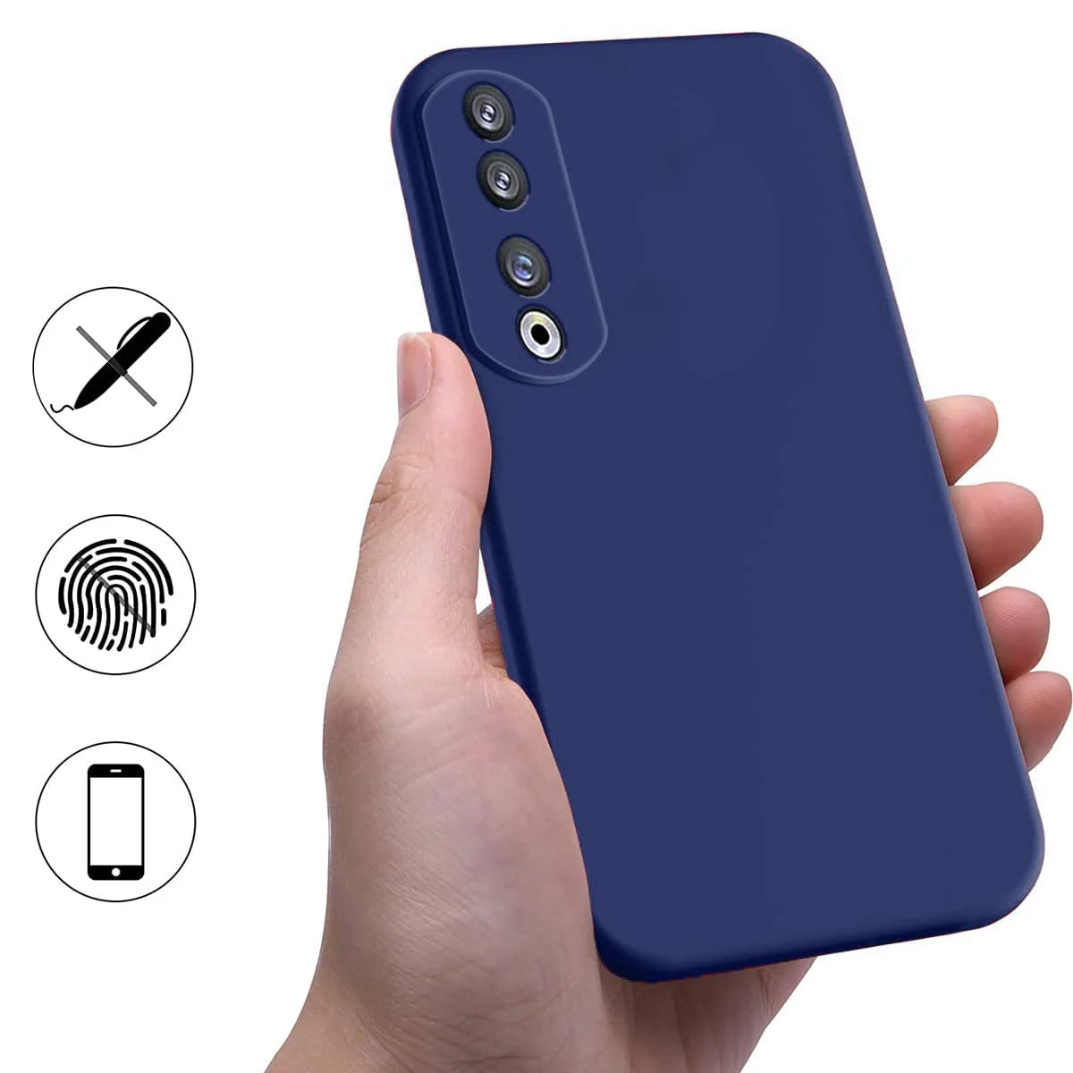 DL3 Mobilak Soft Silicone Protective Case for Honor 90 with Microfiber Lining and Shockproof Design - Blue 2