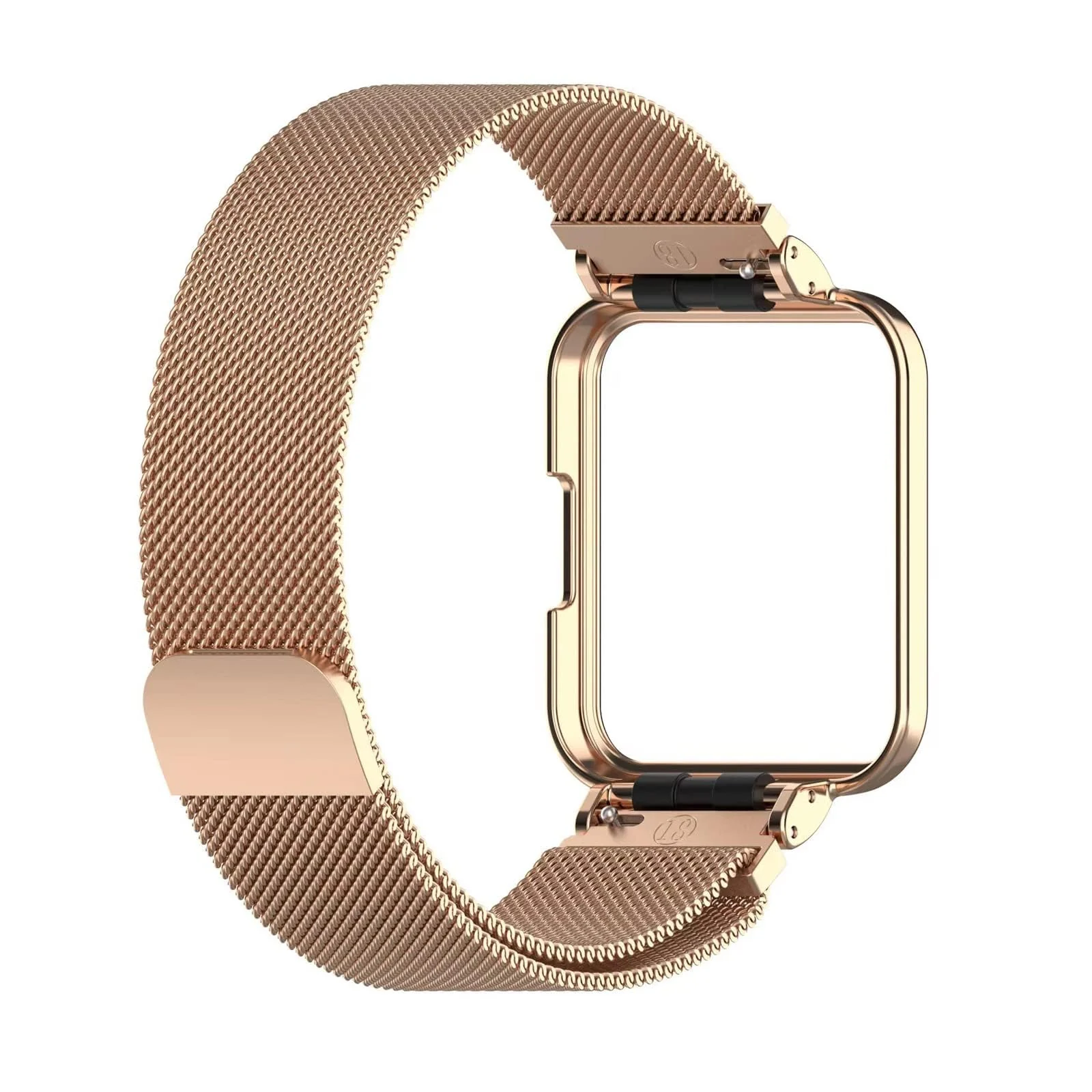 DL3 Mobilak Strap For Xiaomi Redmi Watch 2 Lite/Poco Watch/Redmi Watch 2 / Horloge 2, Magnetic Metal Stainless Steel Adjustable Wristbands Breathable Watch Band With Frame Metal - Rose Gold